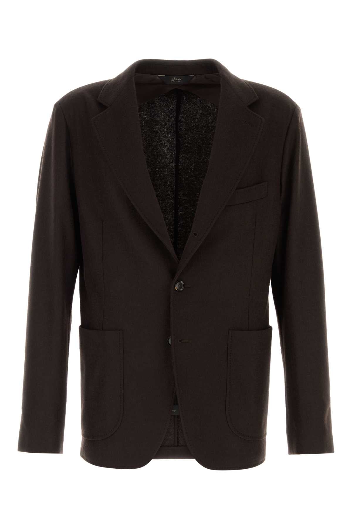 Brioni Men Dark Brown Cashmere Blazer BRIONI