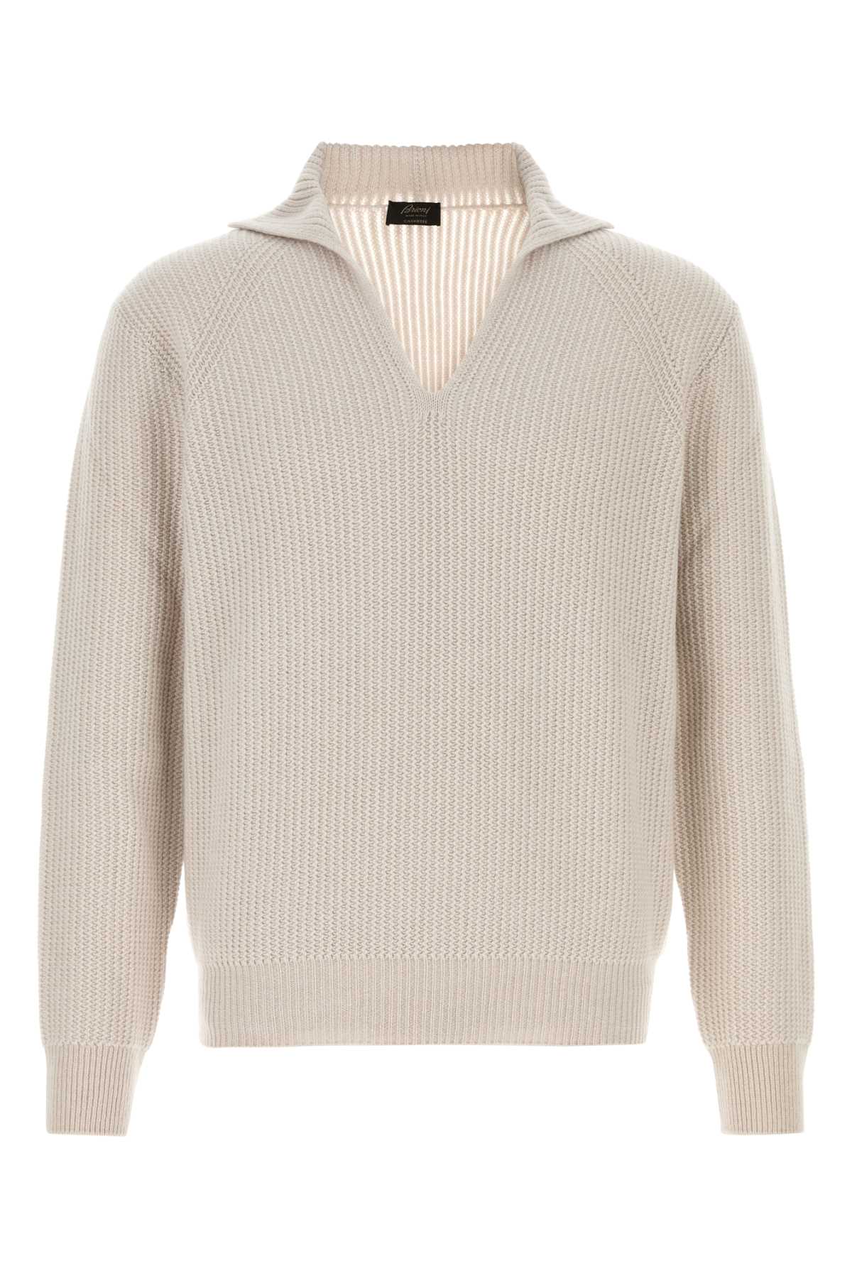 Brioni Men Light Grey Cashmere Polo Shirt BRIONI