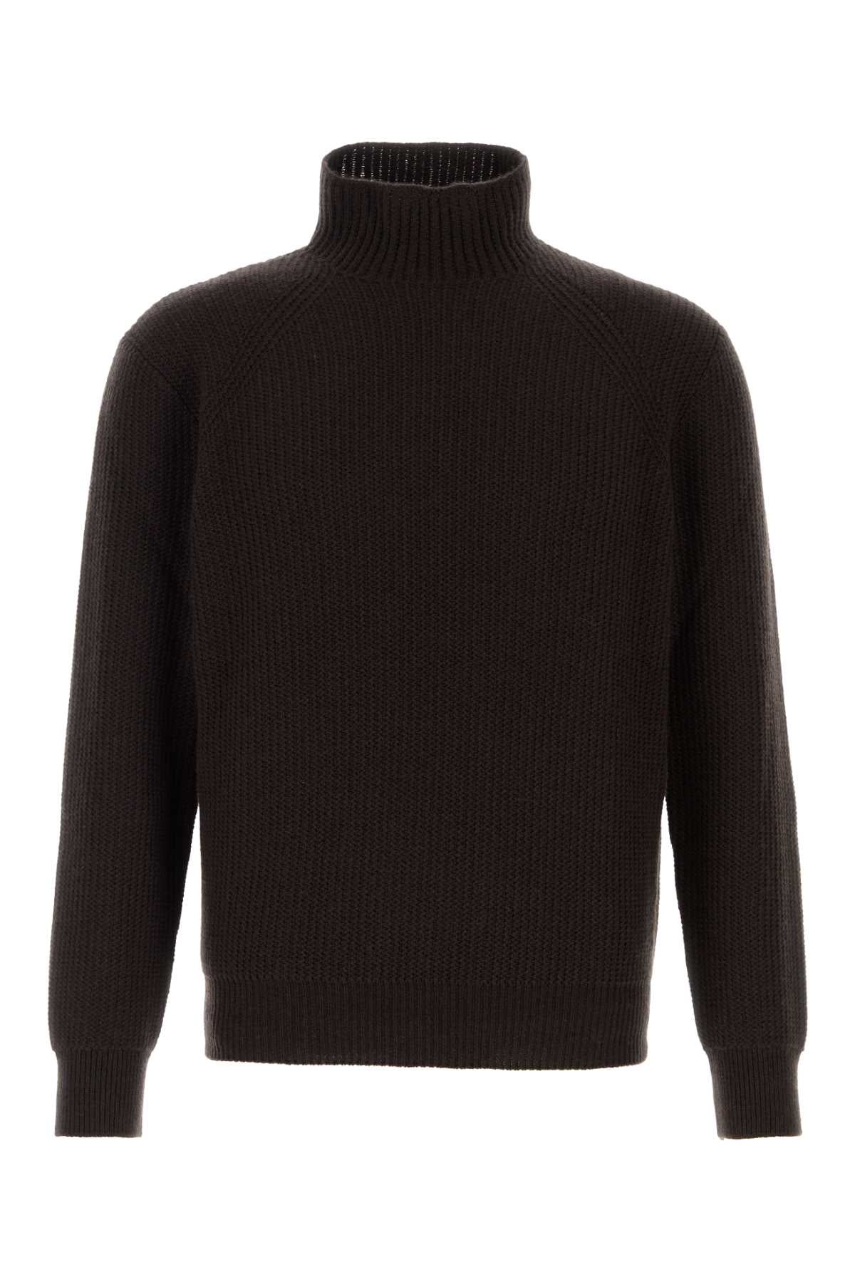 Brioni Men Dark Brown Cashmere Sweater BRIONI