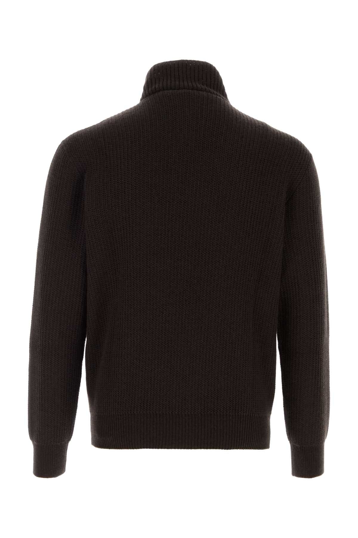Brioni Men Dark Brown Cashmere Sweater BRIONI