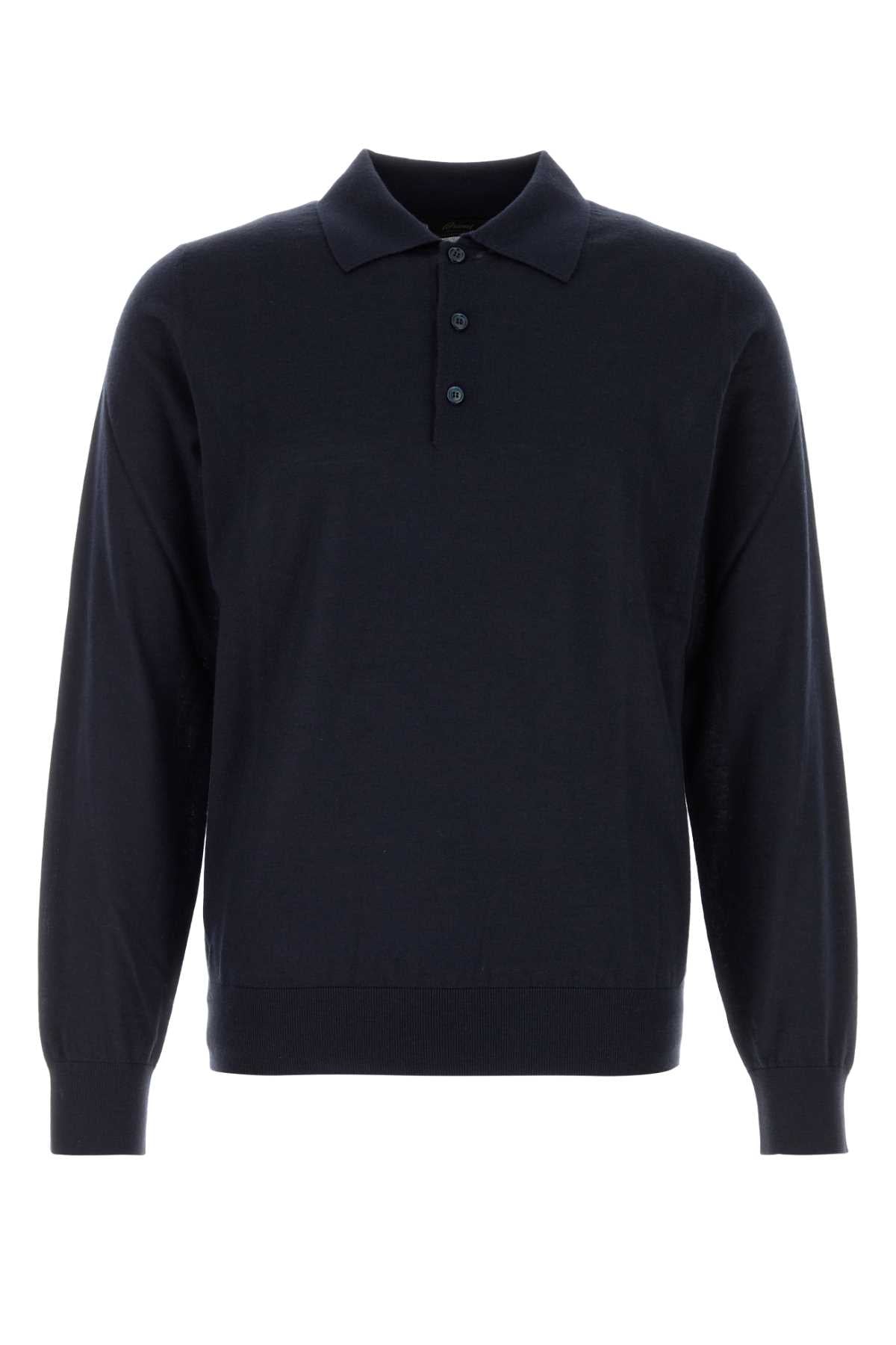 Brioni Men Midnight Blue Cashmere Blend Polo Shirt BRIONI