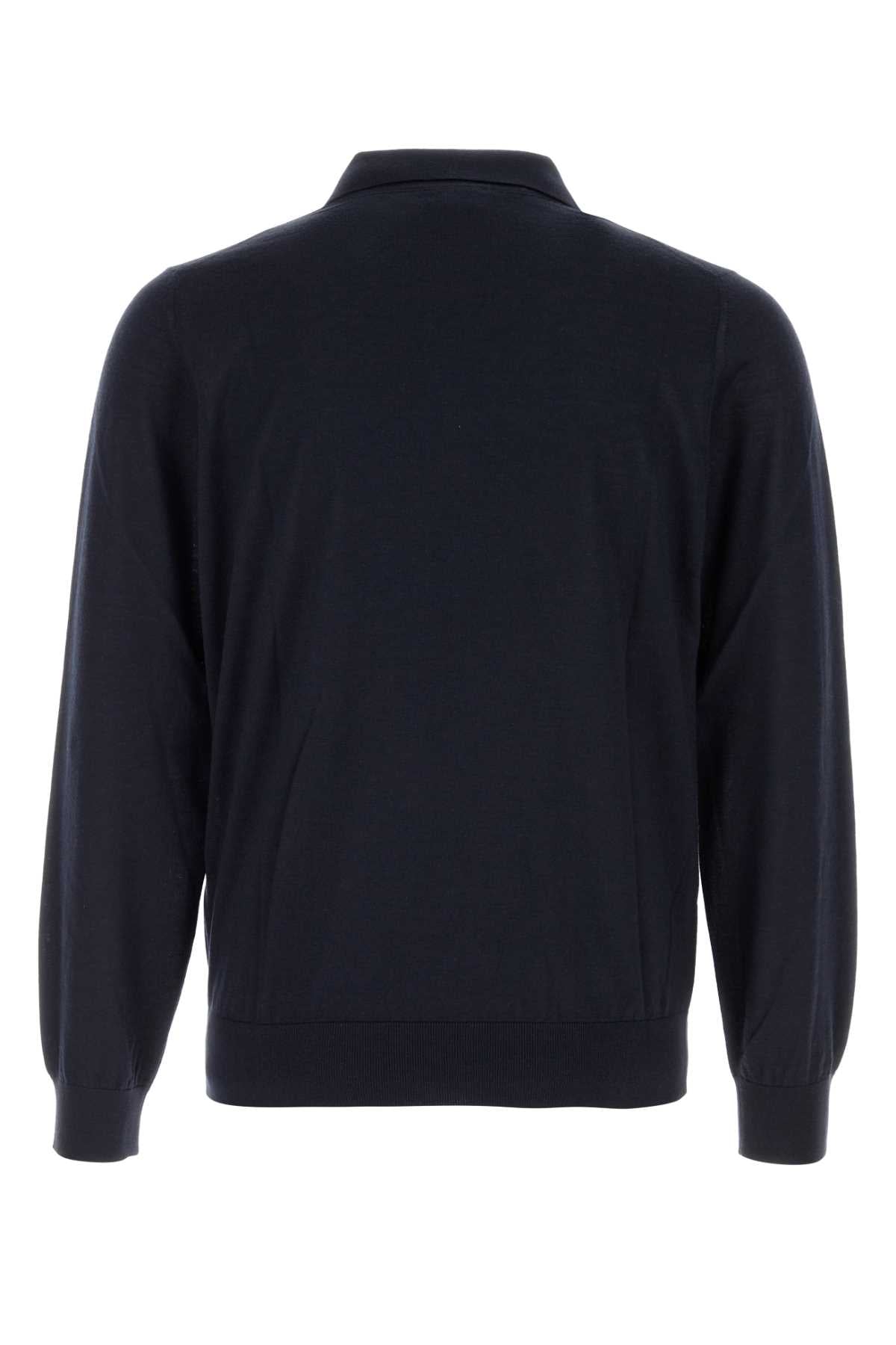 Brioni Men Midnight Blue Cashmere Blend Polo Shirt BRIONI