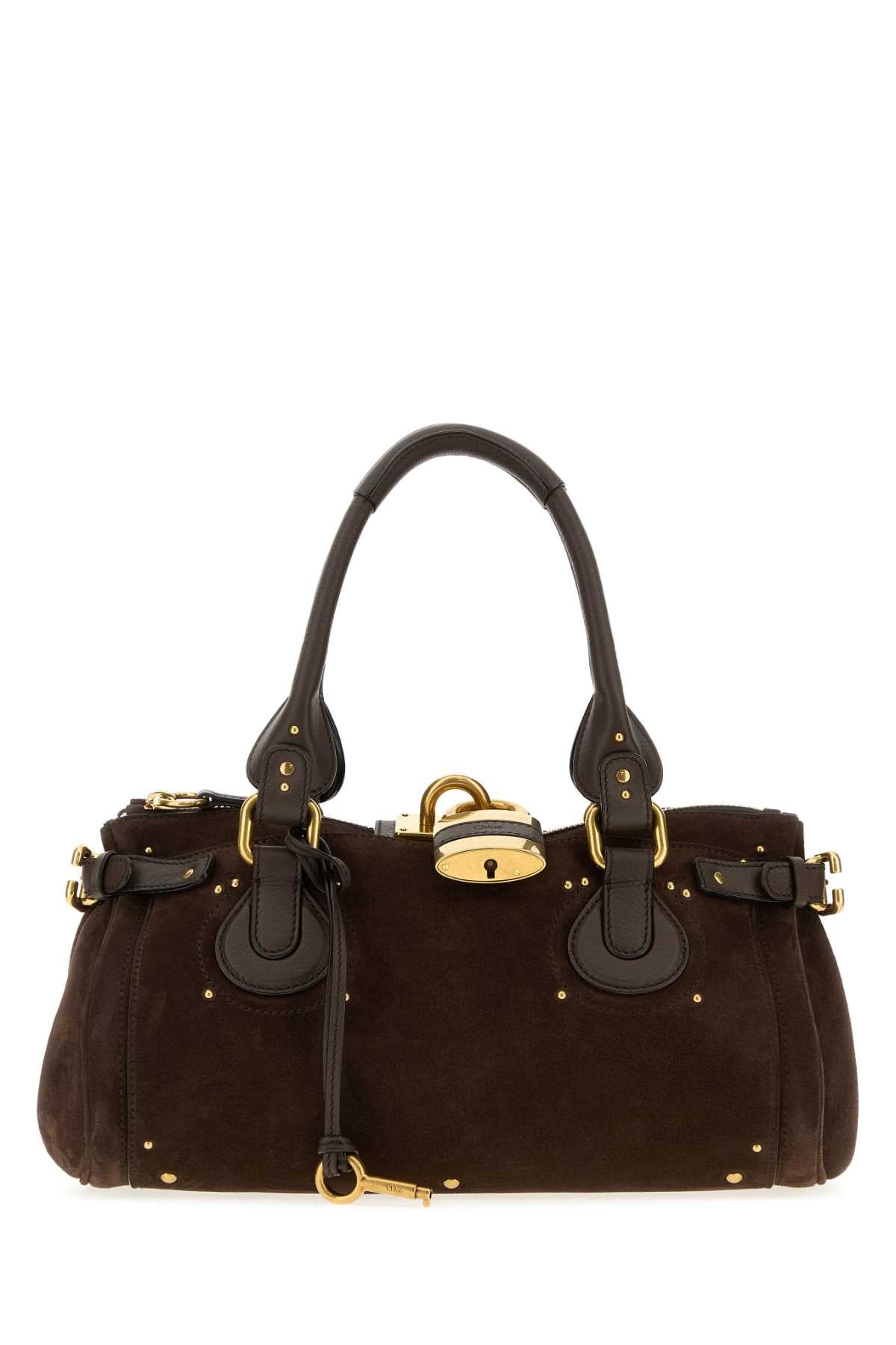 Chloe Women Dark Brown Suede Paddington Shopping Bag CHLOE