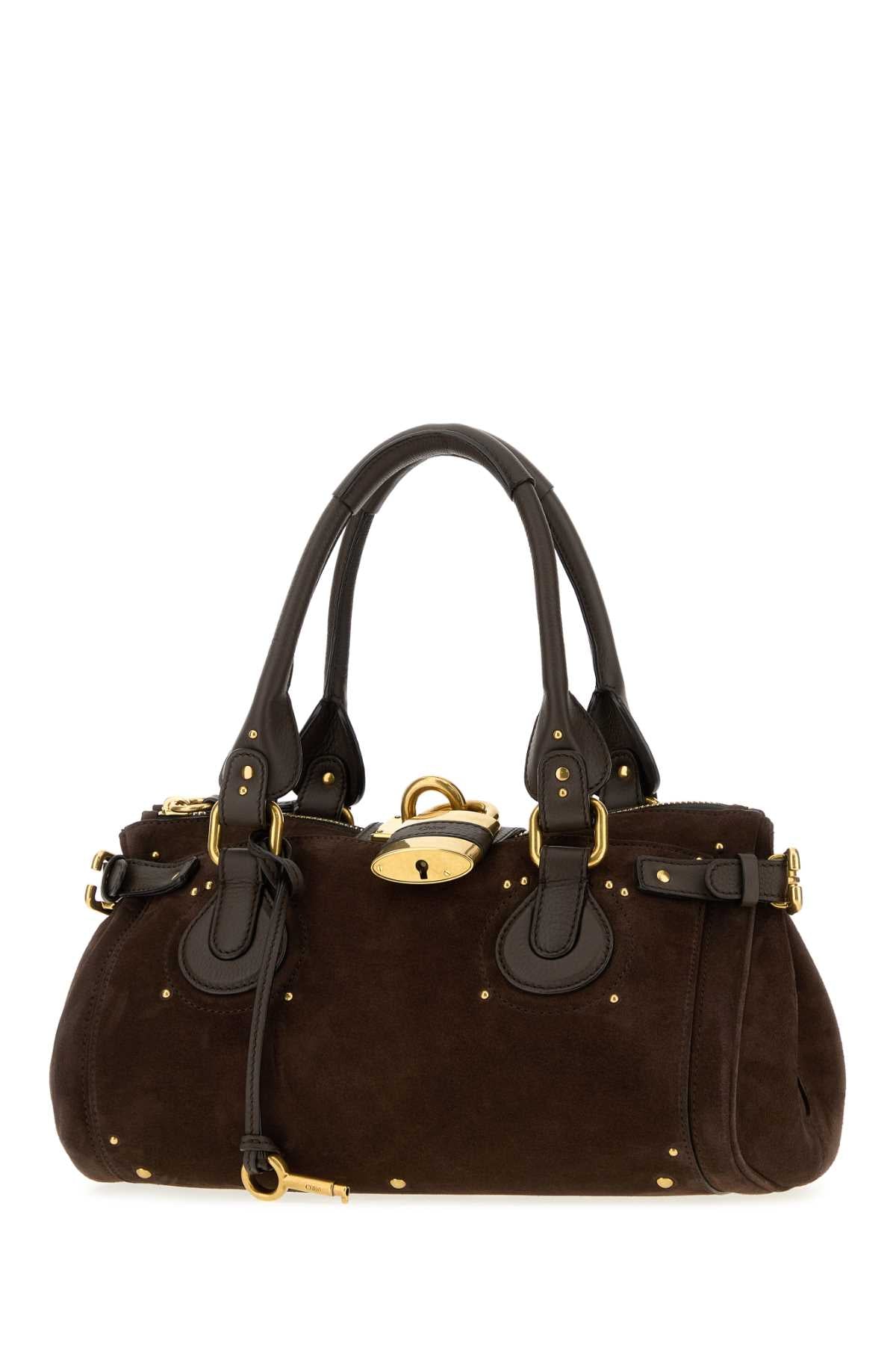 Chloe Women Dark Brown Suede Paddington Shopping Bag CHLOE