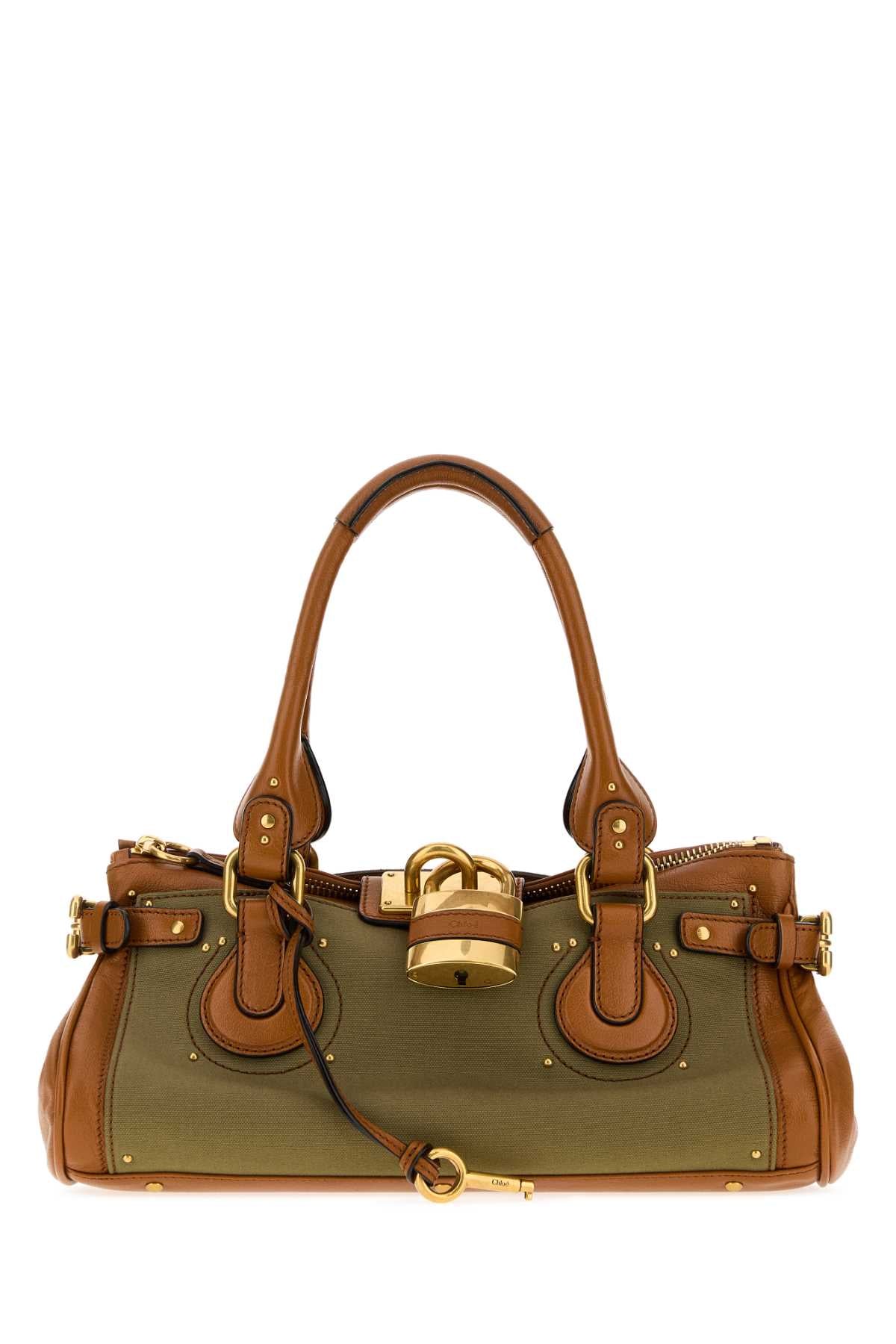 Chloe Women Two-Tone Canvas And Leather Paddington Shoulder Bag CHLOE