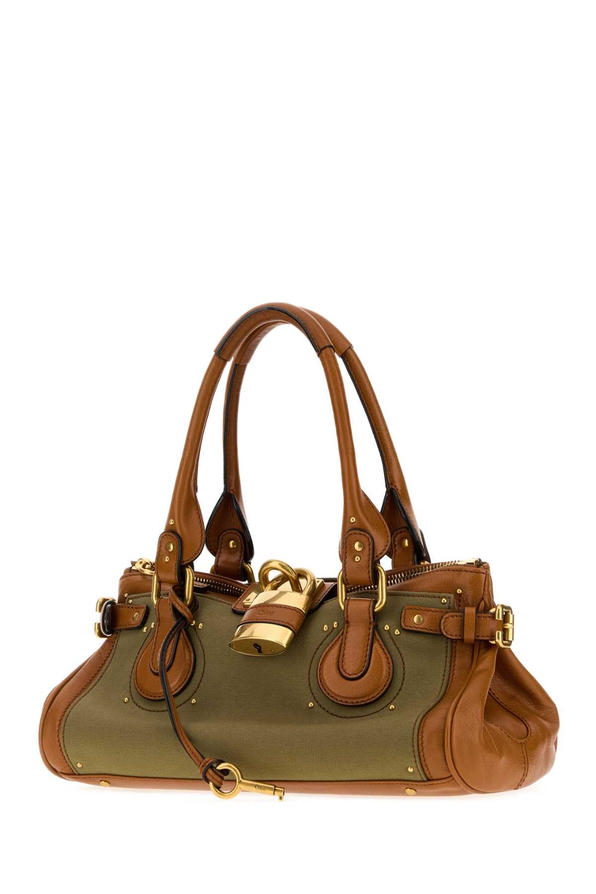 Chloe Women Two-Tone Canvas And Leather Paddington Shoulder Bag CHLOE