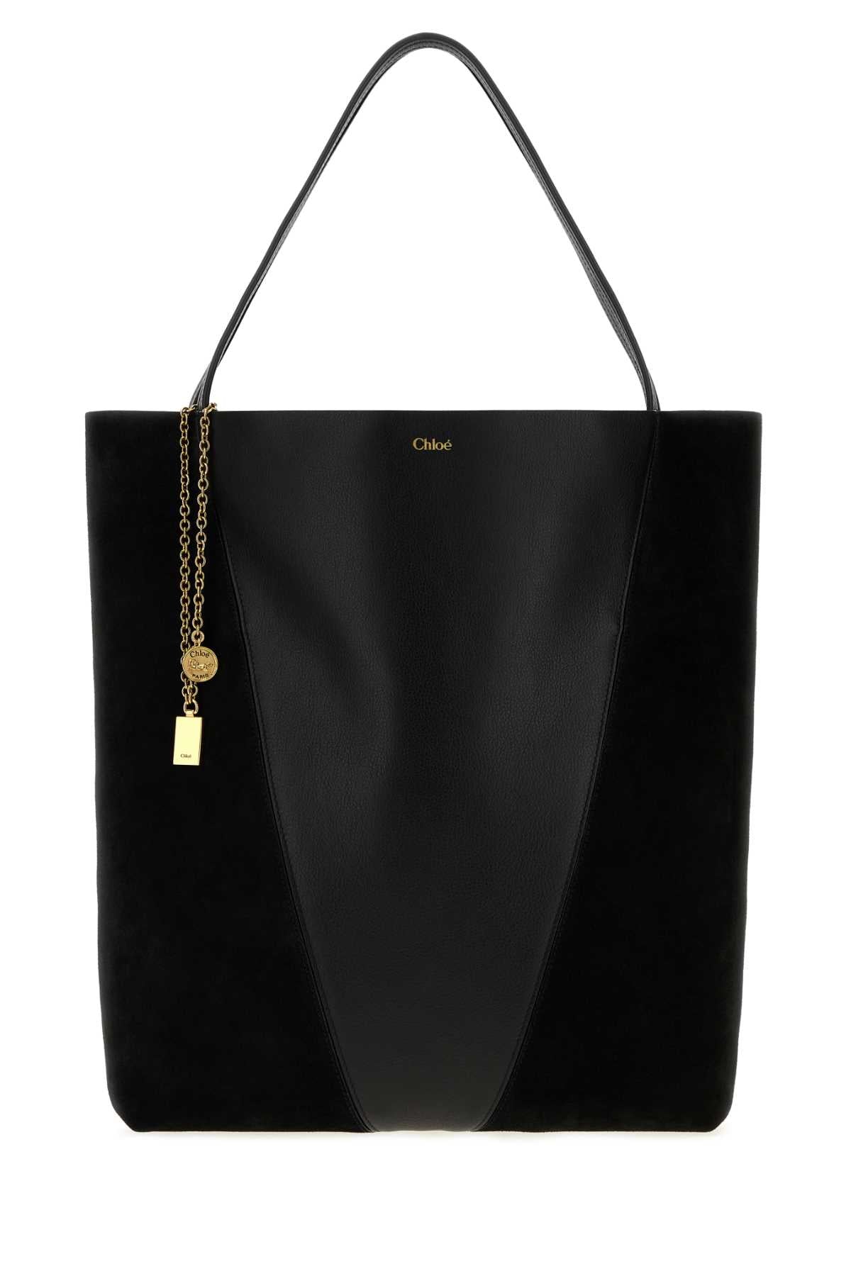 Chloe Women Black Leather And Suede Chloe Spin Bucket Bag CHLOE