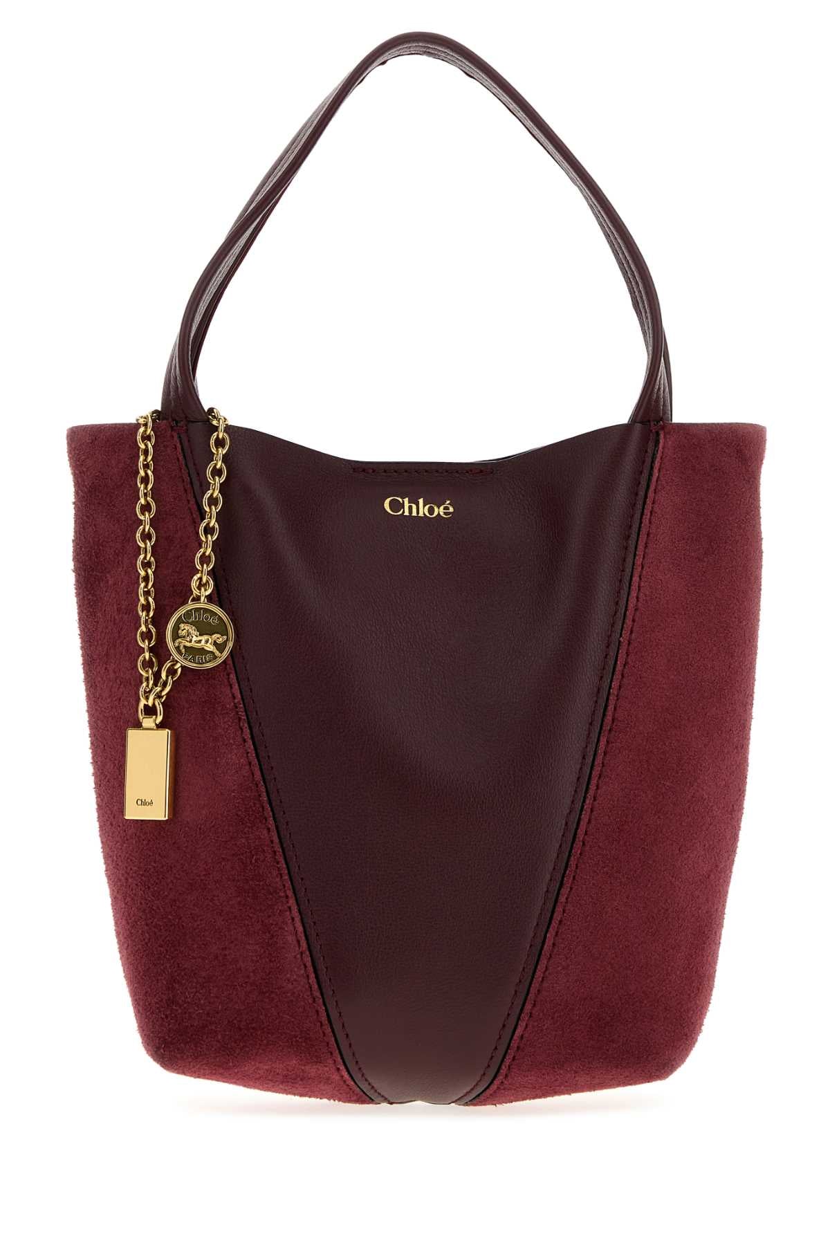 Chloe Women Grape Leather And Suede Small Chloe Spin Bucket Bag