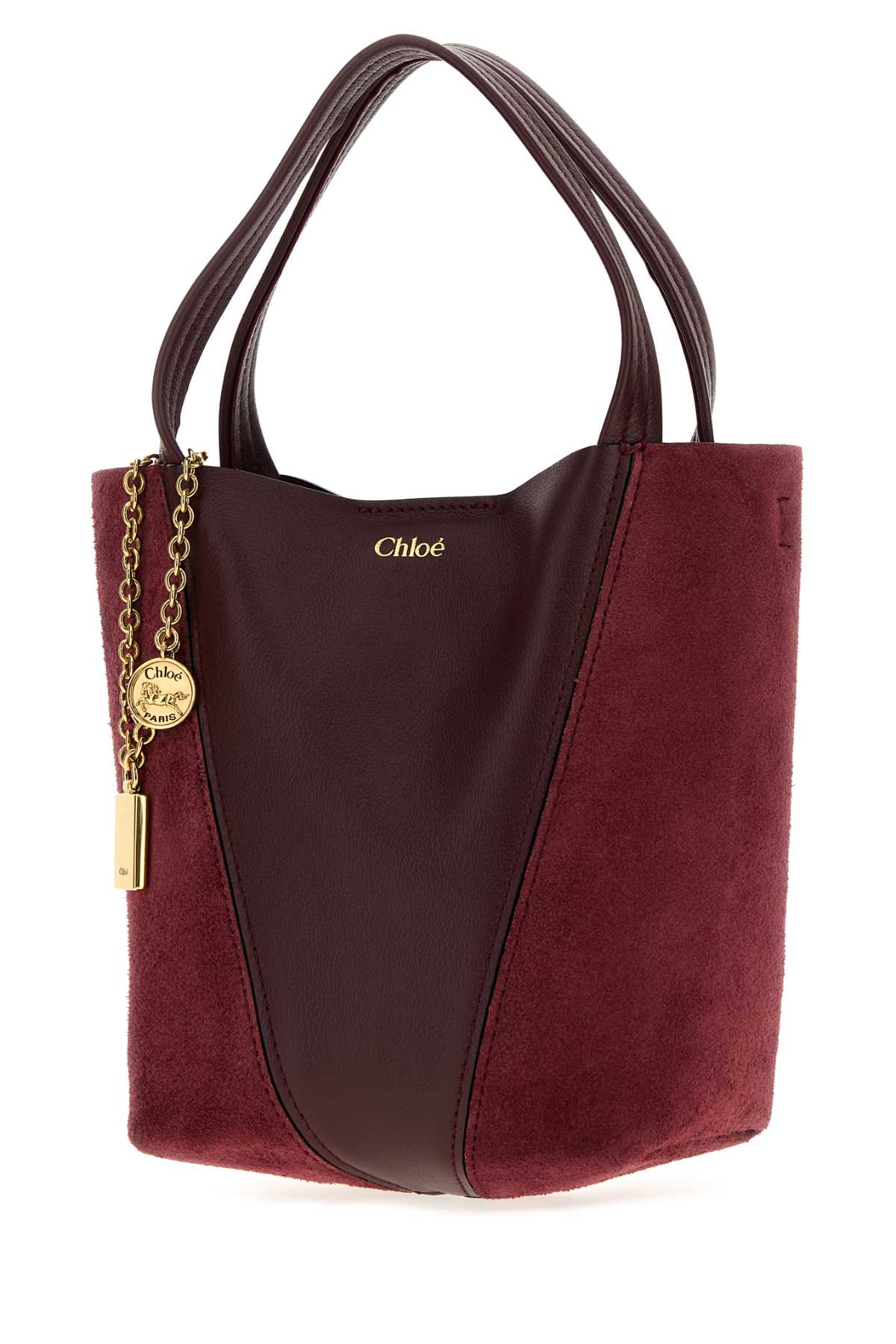 Chloe Women Grape Leather And Suede Small Chloe Spin Bucket Bag