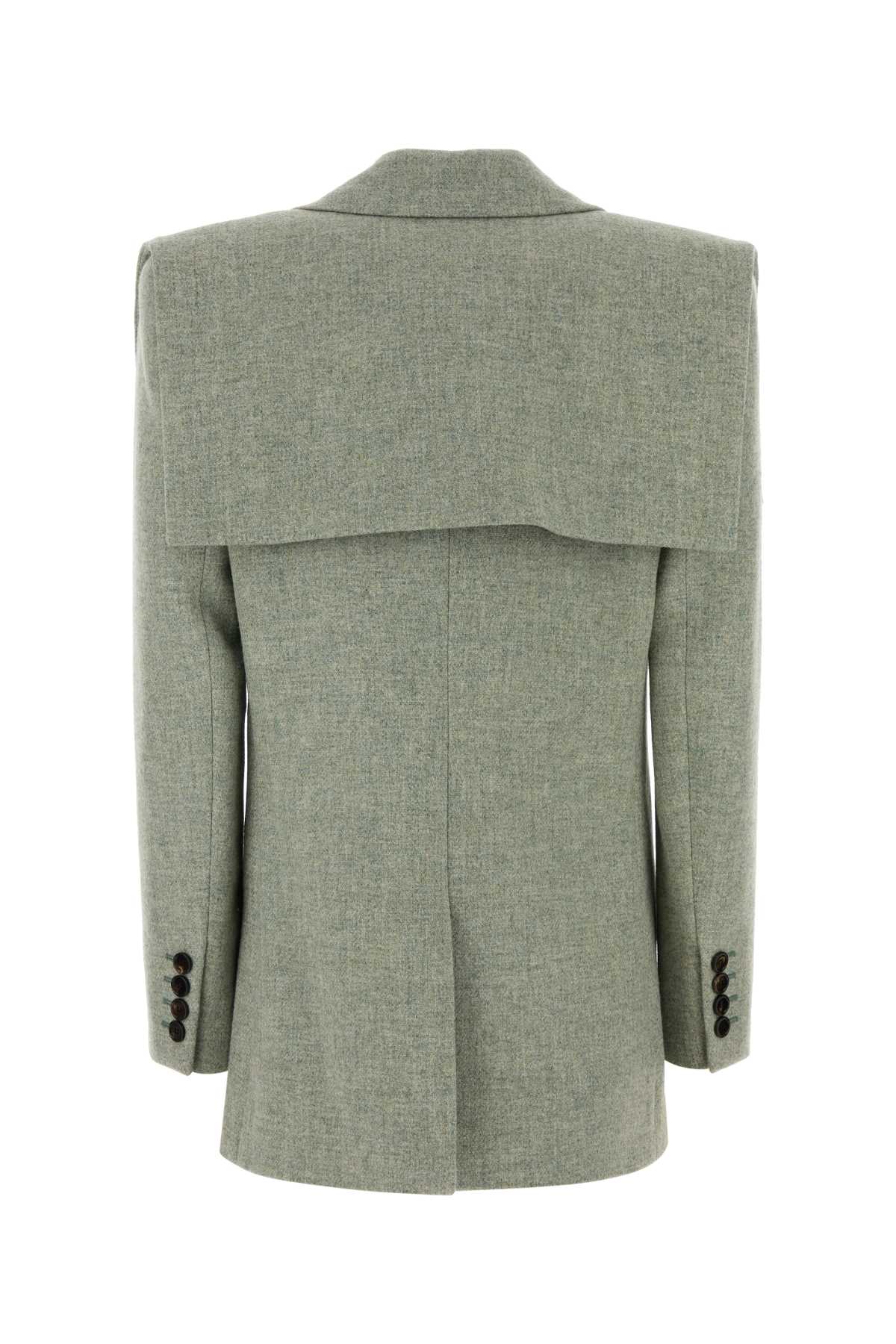 Chloe Women Melange Green Stretch Wool Blazer CHLOE