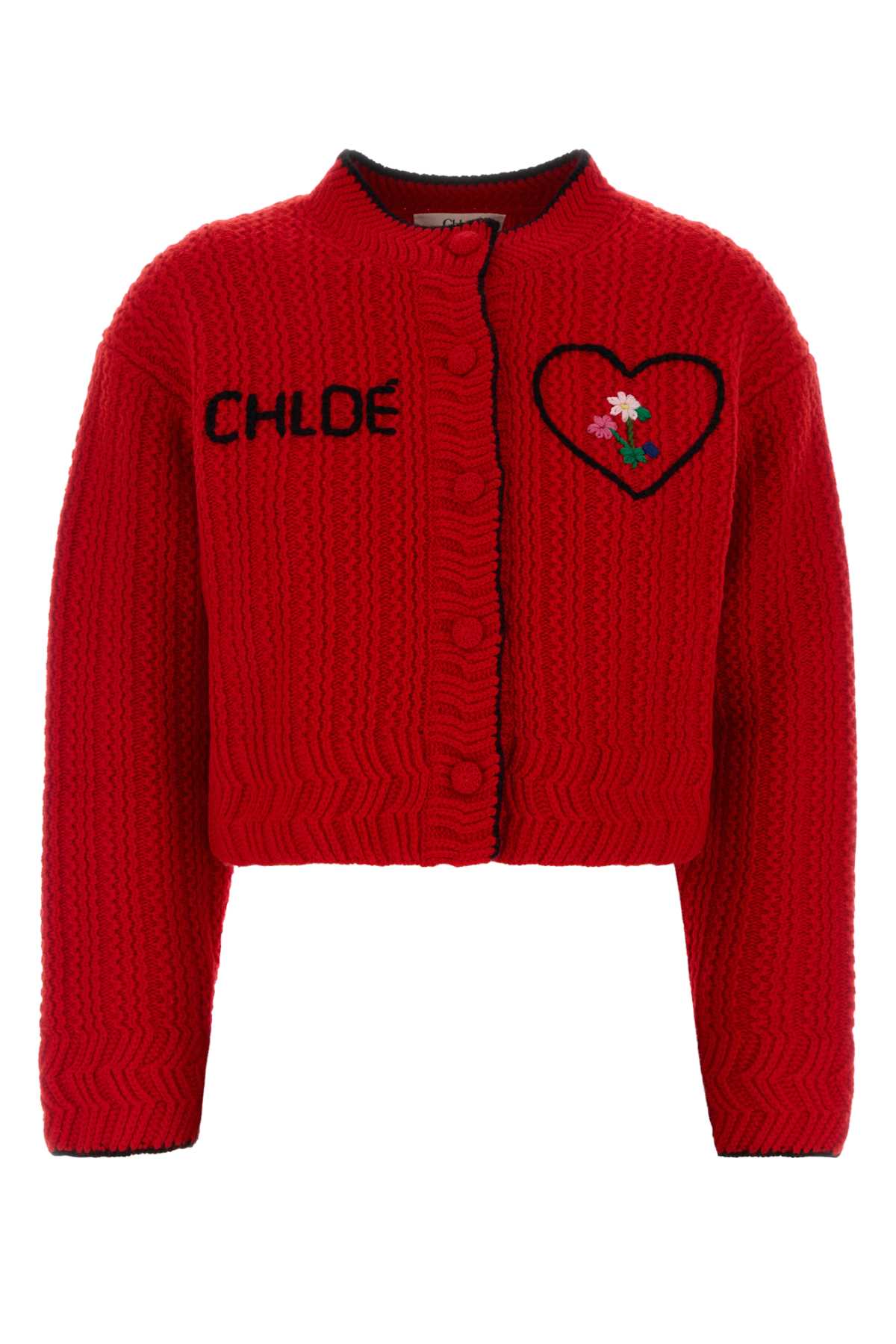 Chloe Women Red Wool Blend Cardigan CHLOE