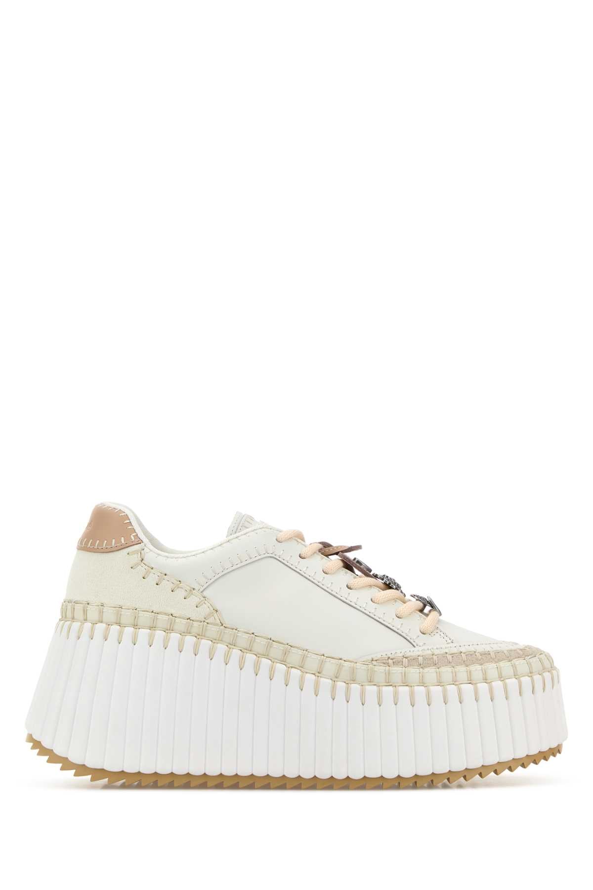 Chloe Women White Leather Nama Sneakers CHLOE