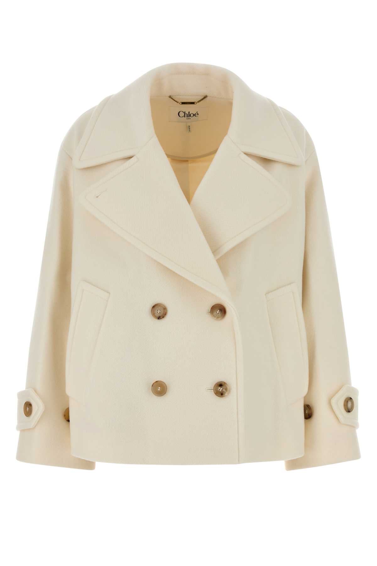 Chloe Women White Wool Blend Coat CHLOE