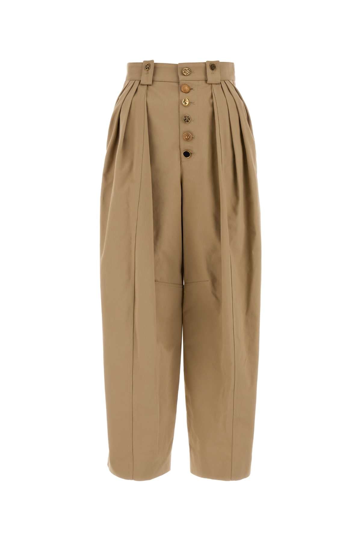 Chloe Women Beige Cotton Wide-Leg Pant Pant CHLOE