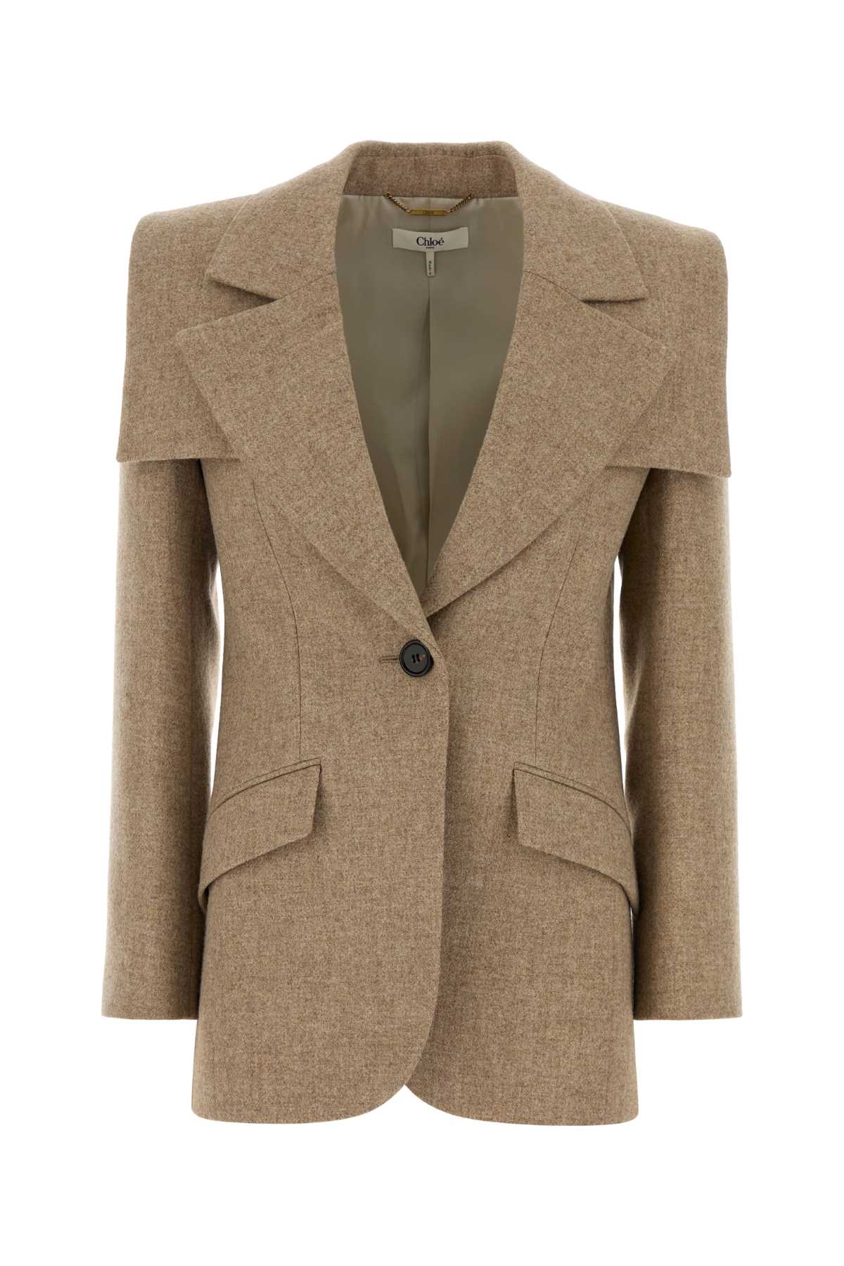 Chloe Women Beige Stretch Wool Blazer CHLOE