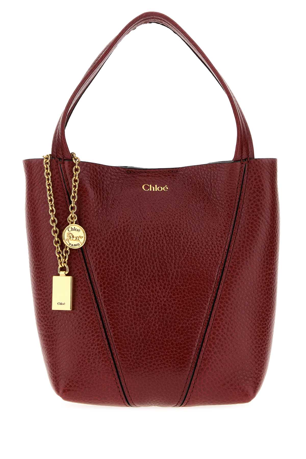 Chloe Women Tiziano Red Leather Small Spin Shopping Bag CHLOE