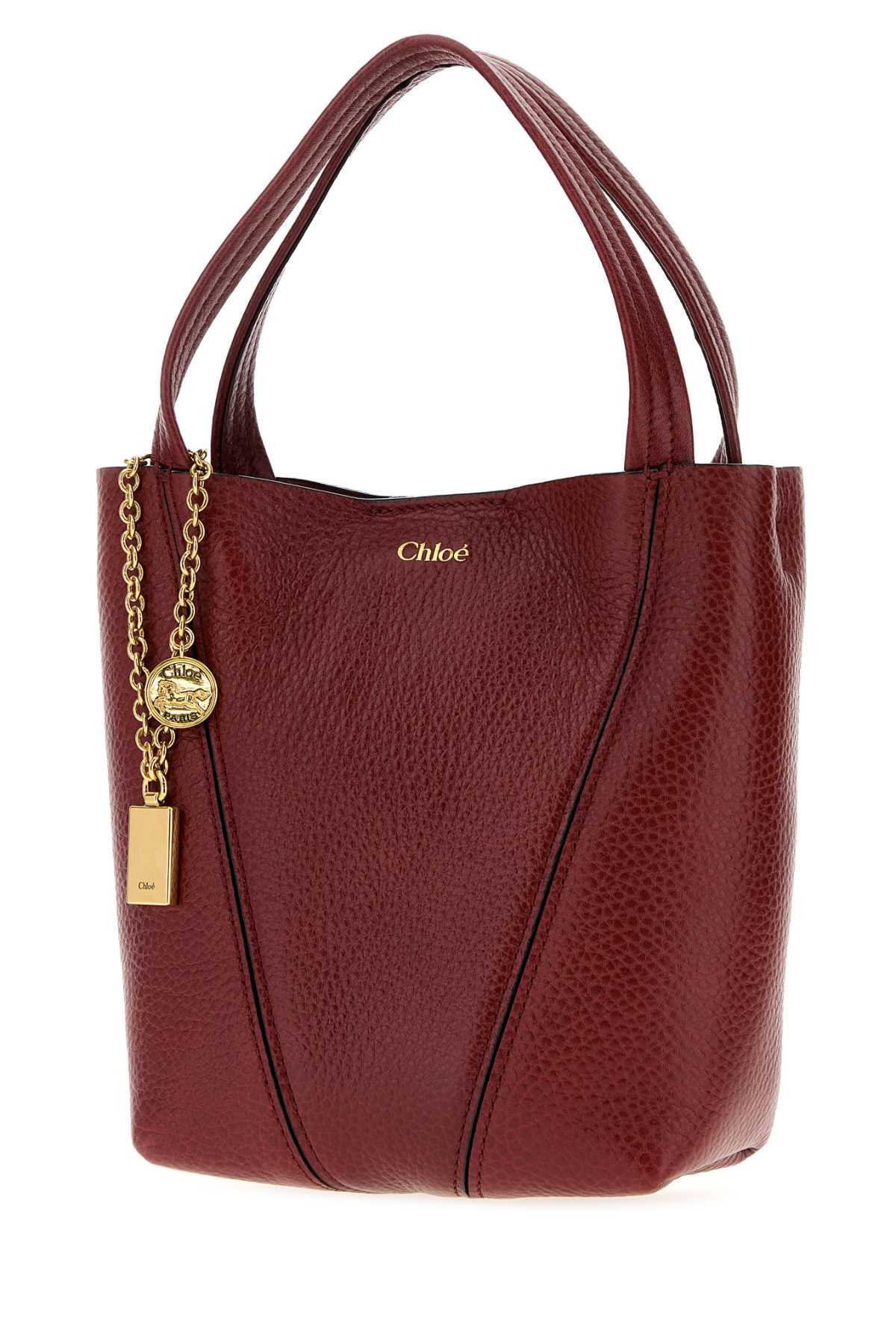 Chloe Women Tiziano Red Leather Small Spin Shopping Bag CHLOE