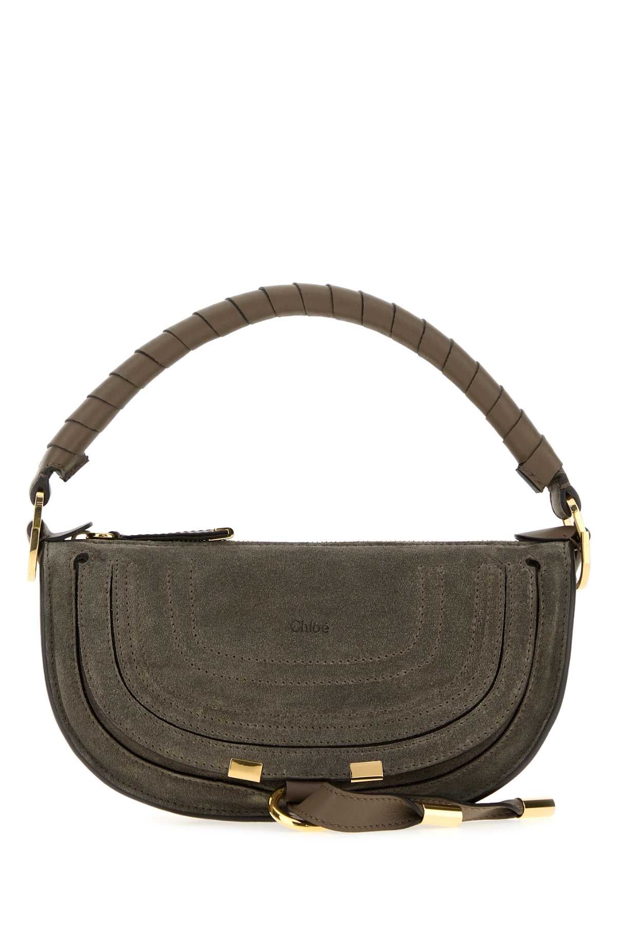 Chloe Women Dark Grey Suede Mini Marcie Shoulder Bag CHLOE