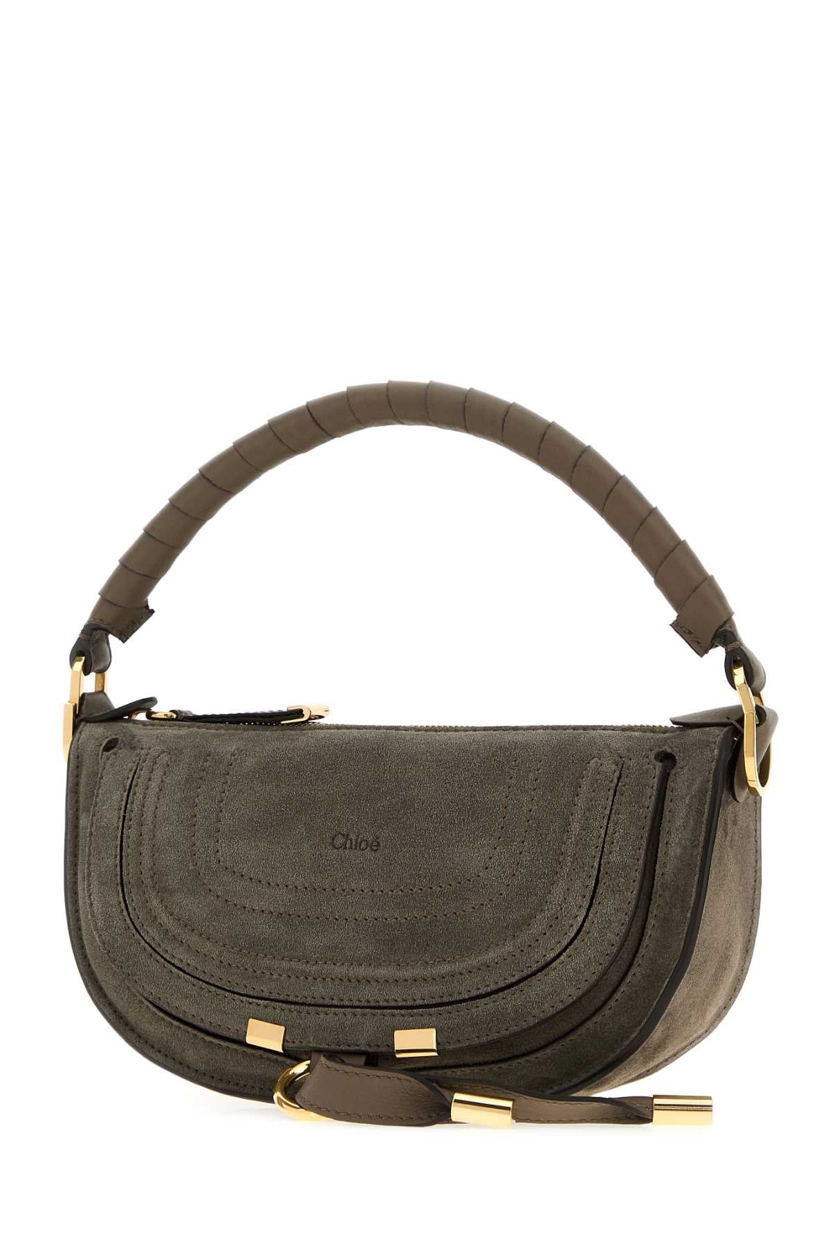 Chloe Women Dark Grey Suede Mini Marcie Shoulder Bag CHLOE
