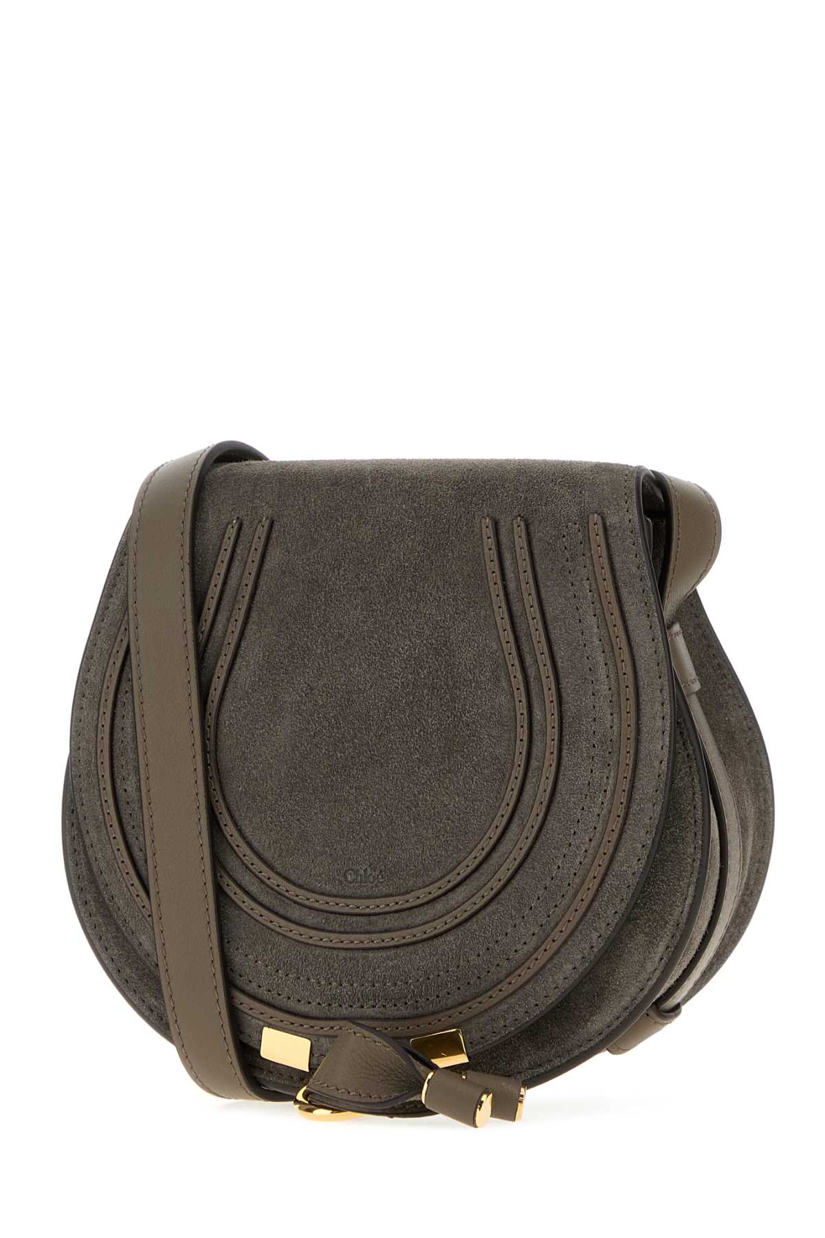 Chloe Women Dark Grey Suede Marcie Crossbody Bag CHLOE