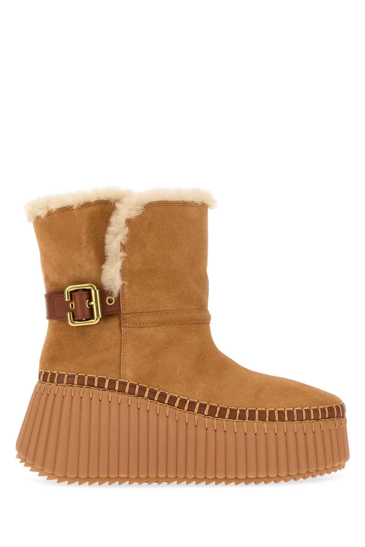 Chloe Women Caramel Suede Nama Ankle Boots CHLOE
