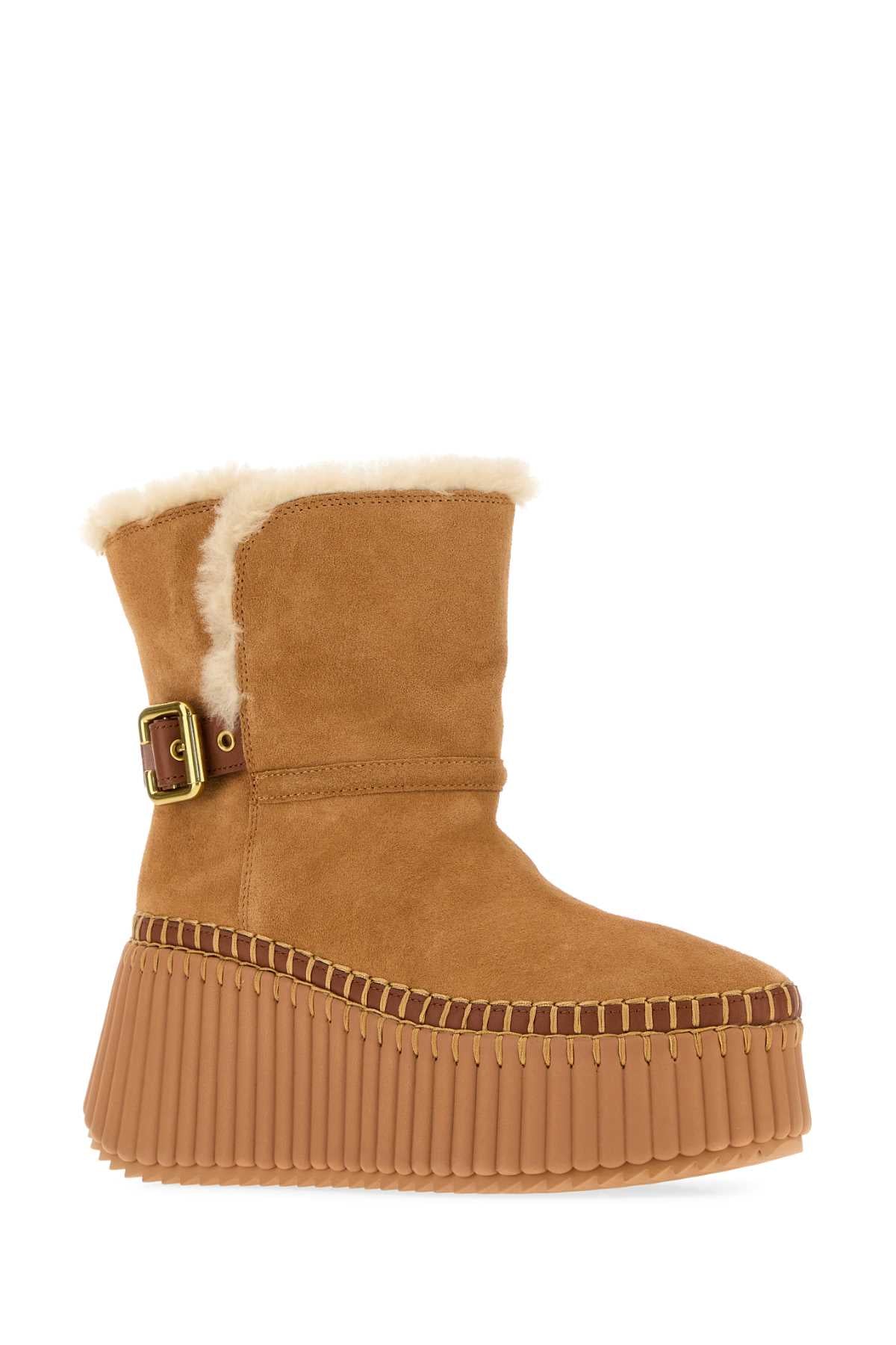 Chloe Women Caramel Suede Nama Ankle Boots CHLOE