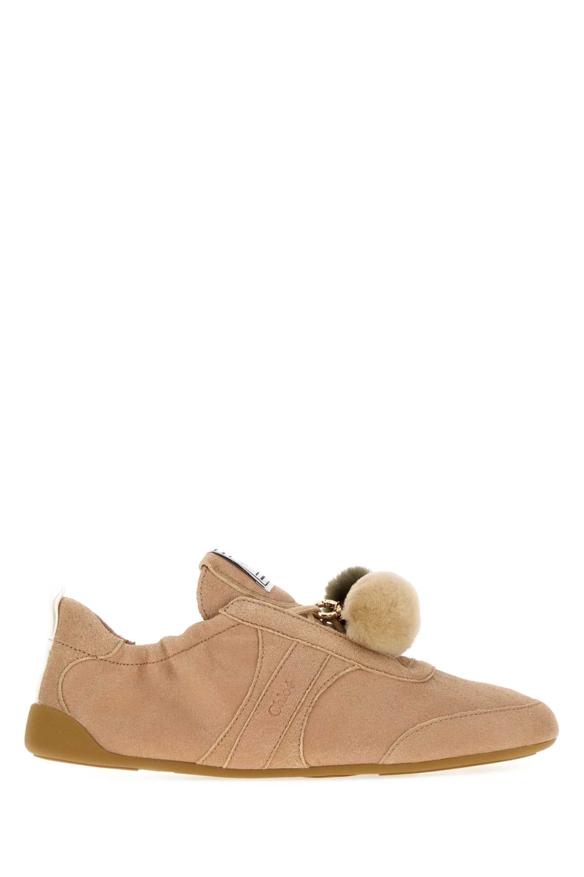 Chloe Women Antiqued Pink Leather Kick Sneakers CHLOE