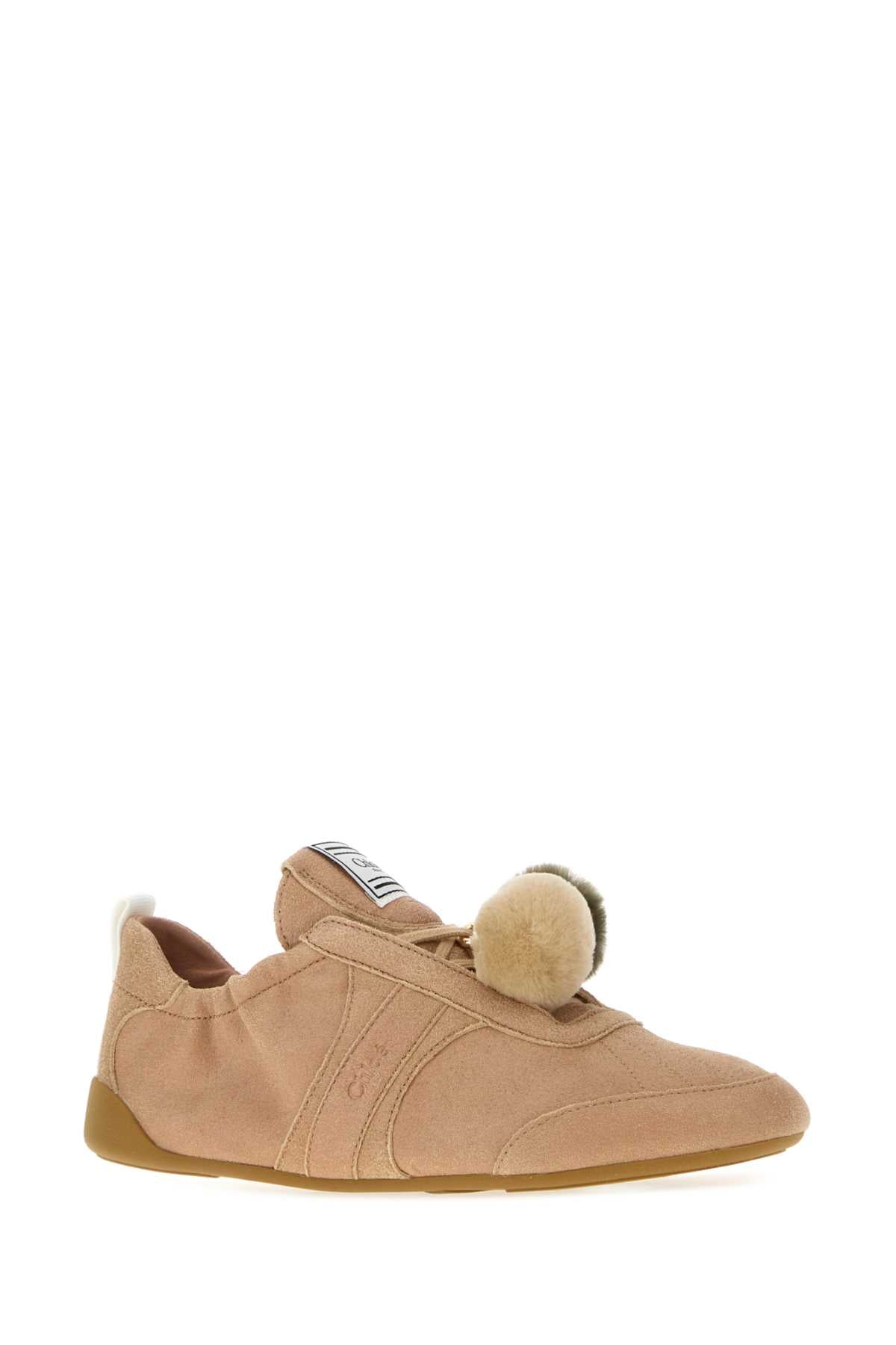 Chloe Women Antiqued Pink Leather Kick Sneakers CHLOE