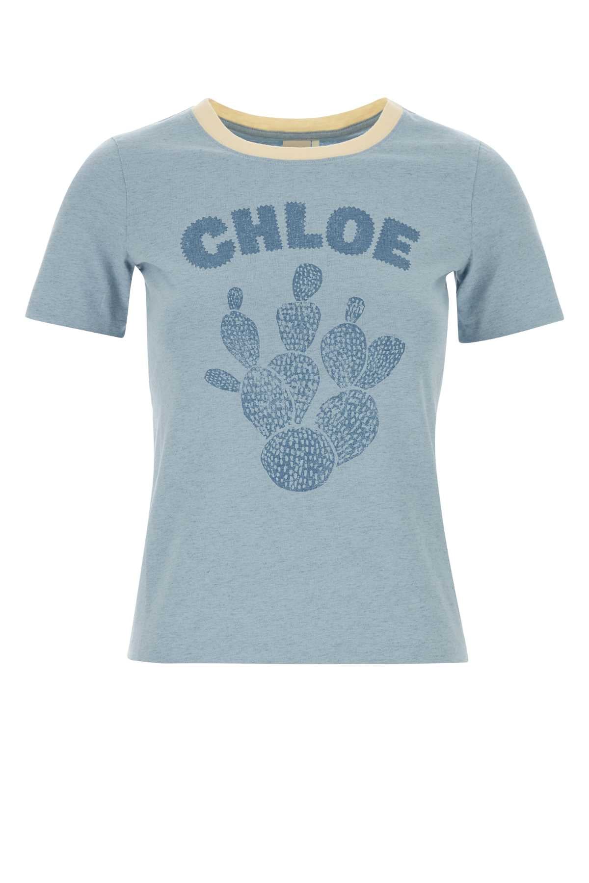 Chloe Women Light Blue Cotton T-Shirt CHLOE