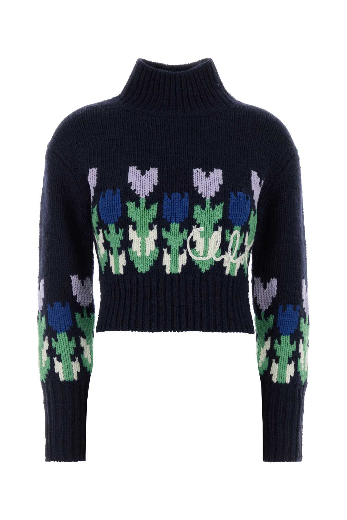 Chloe Women Navy Blue Wool Sweater CHLOE