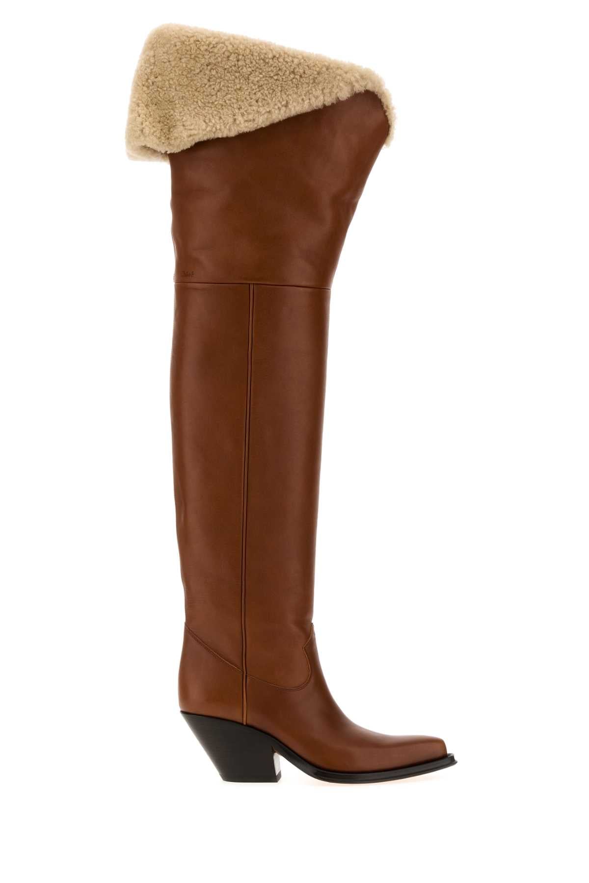 Chloe Women Brown Leather Azelan Boots CHLOE