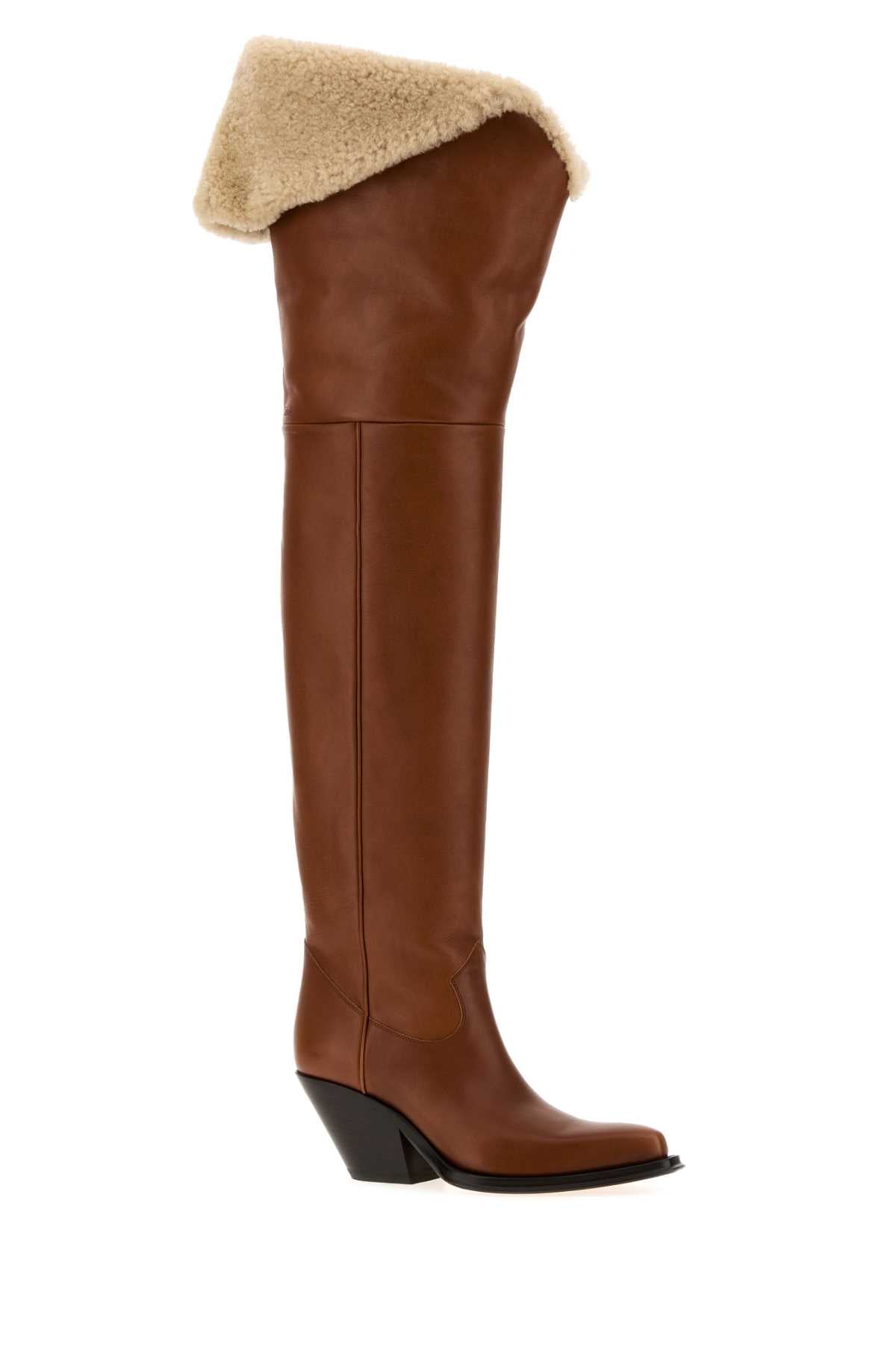 Chloe Women Brown Leather Azelan Boots CHLOE