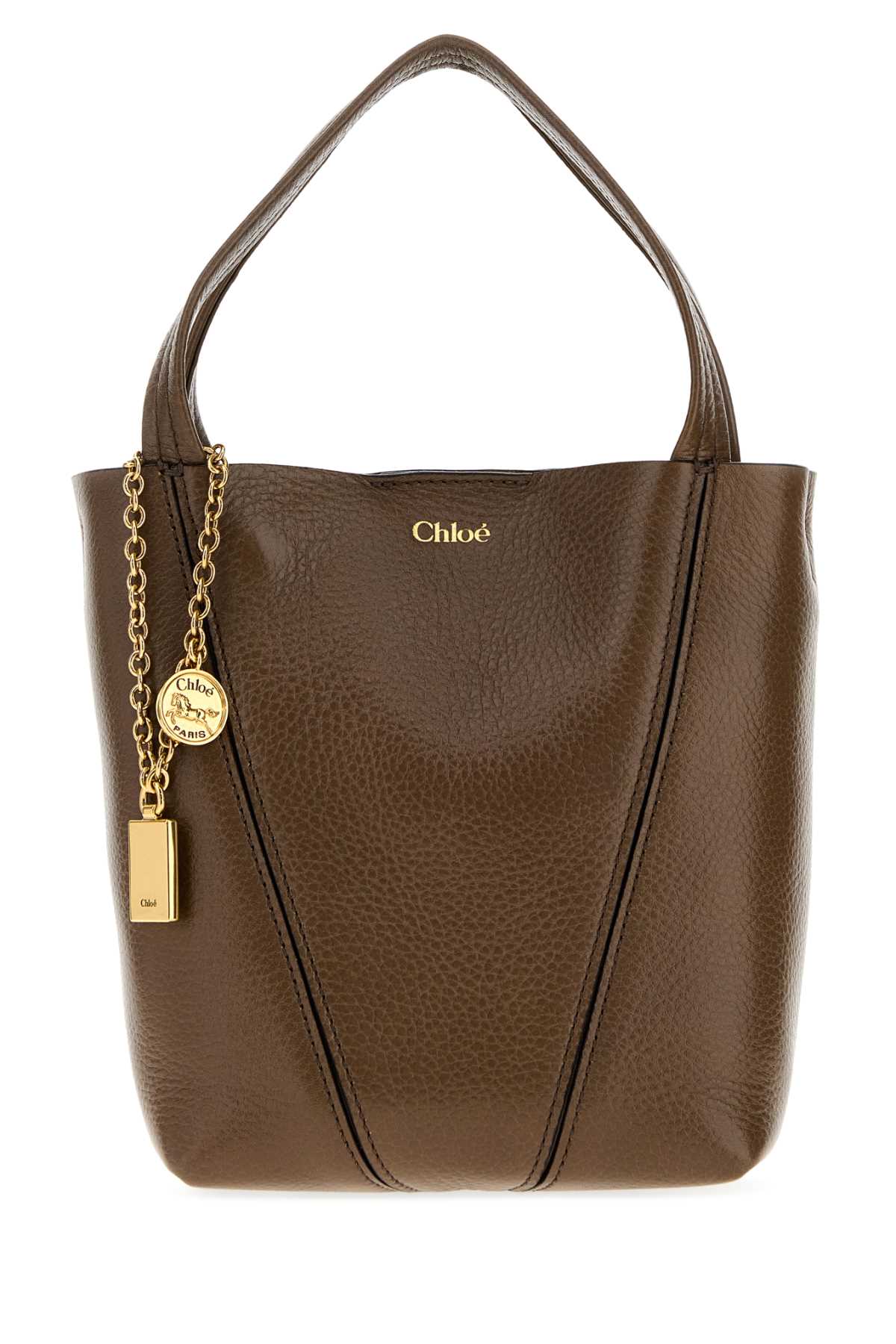 Chloe Women Brown Leather Small Spin Shopping Bag CHLOE