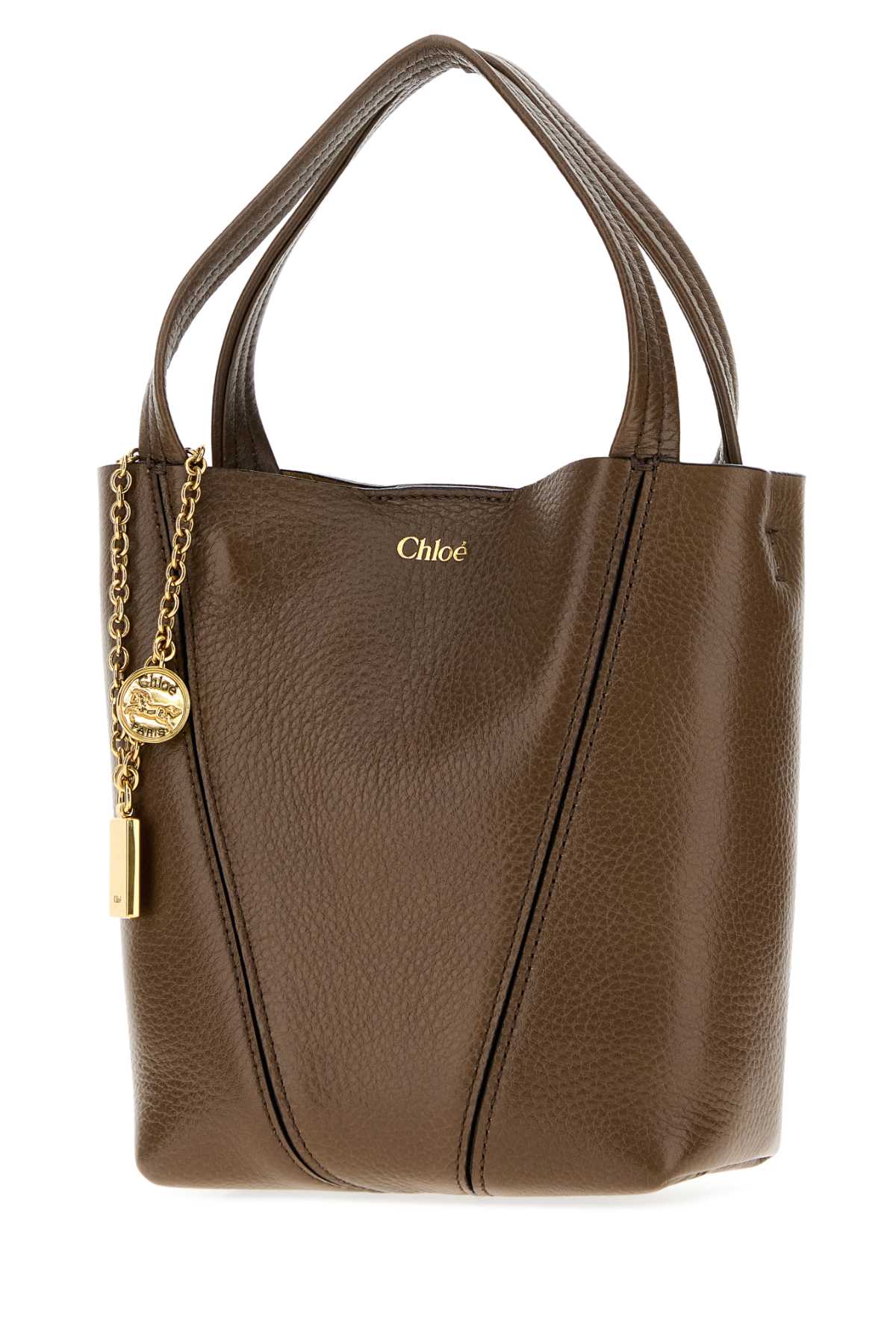 Chloe Women Brown Leather Small Spin Shopping Bag CHLOE
