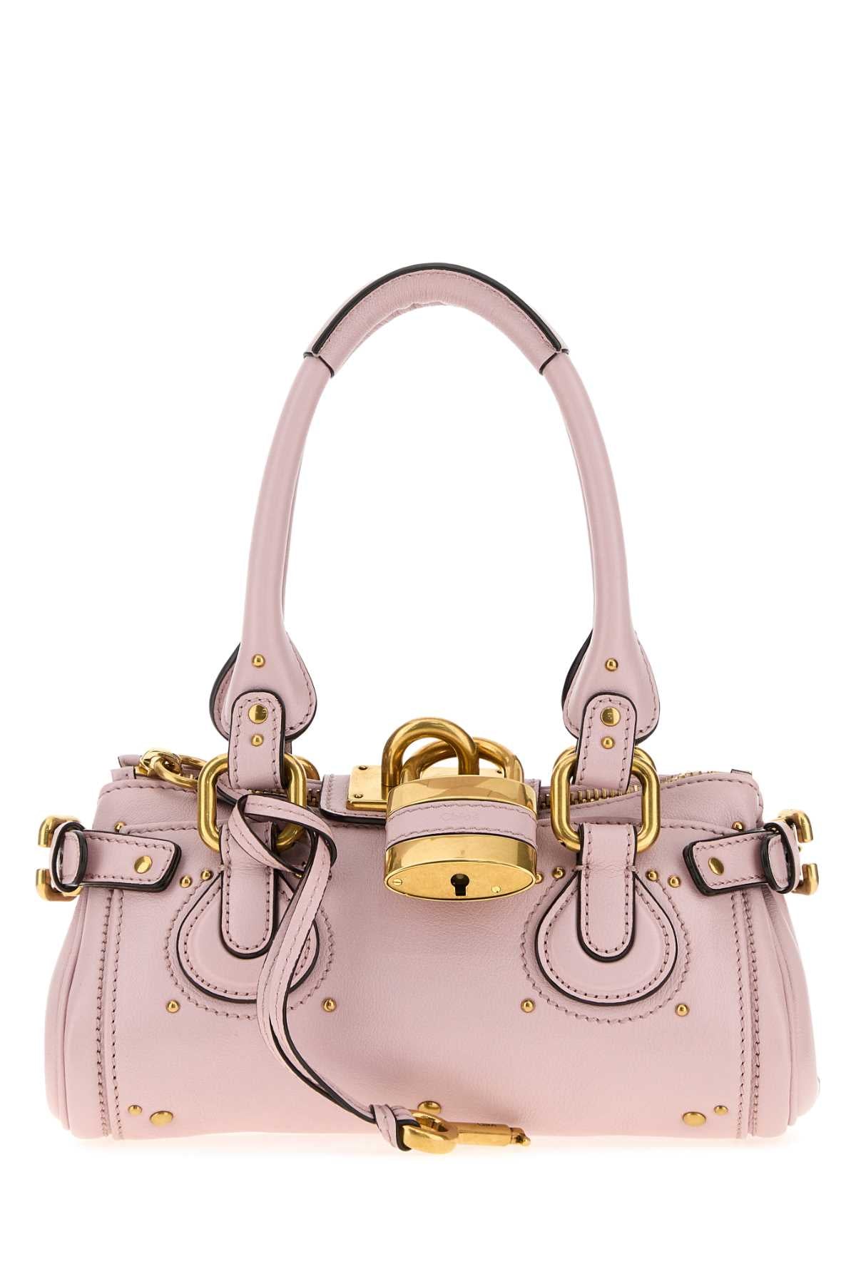 Chloe Women Pastel Pink Leather Small Paddington Handbag CHLOE