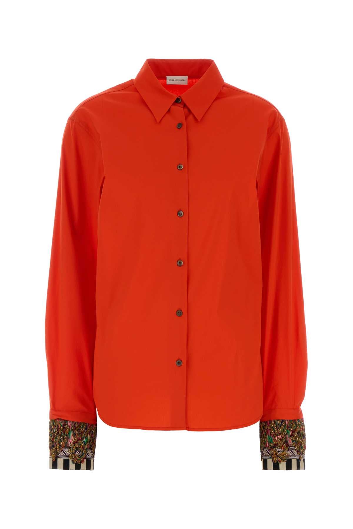 Dries Van Noten Women Coral Stretch Poplin Chloris Shirt DRIES VAN NOTEN