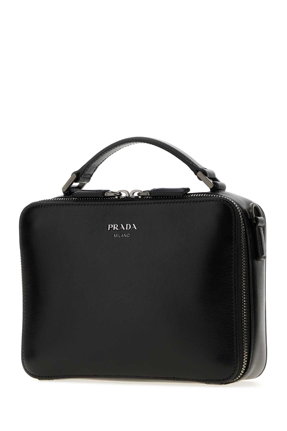 Prada Men Black Leather Brique Handbag PRADA