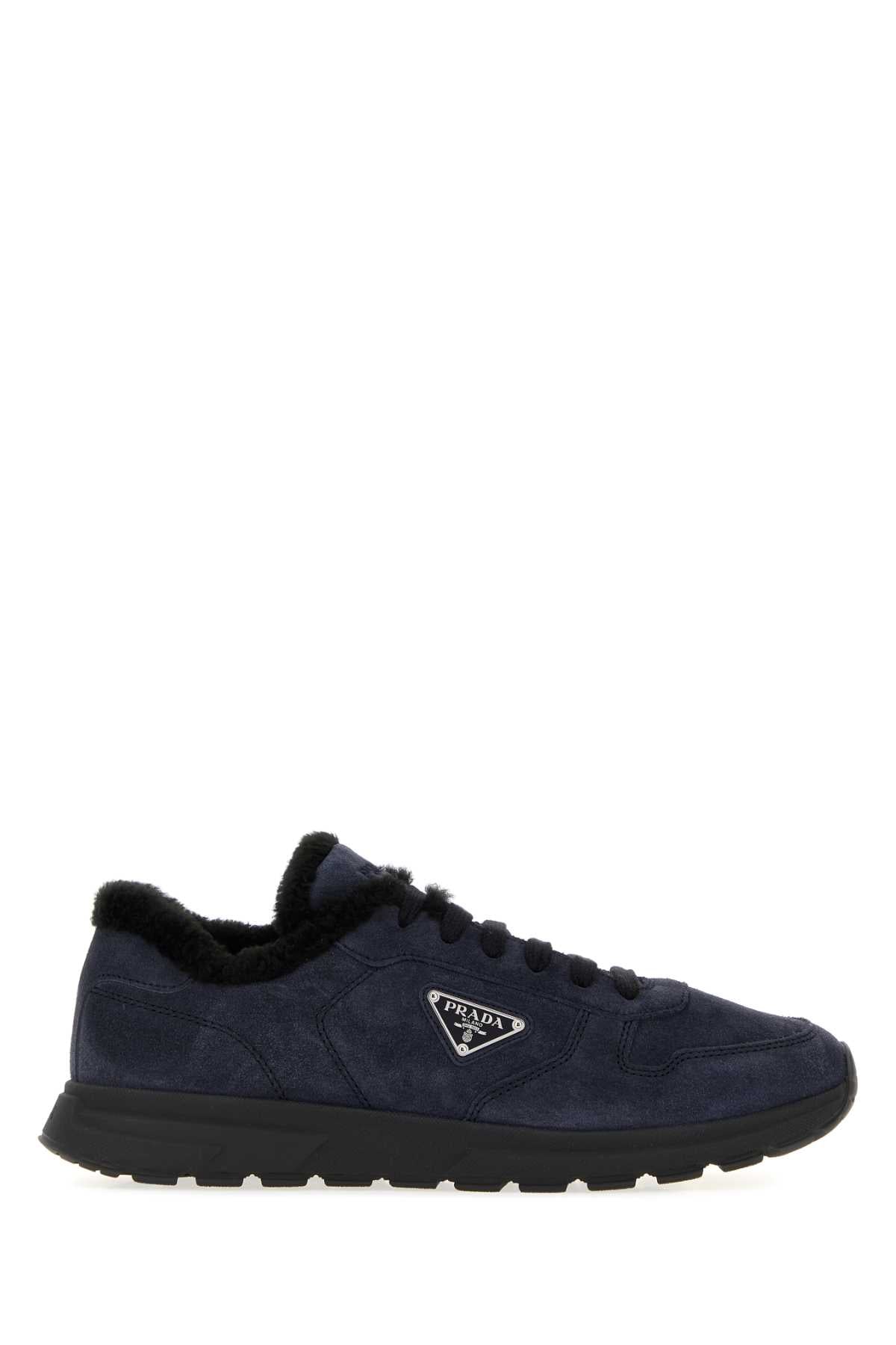 Prada Men Blue Suede Prax 2.0 Sneakers
