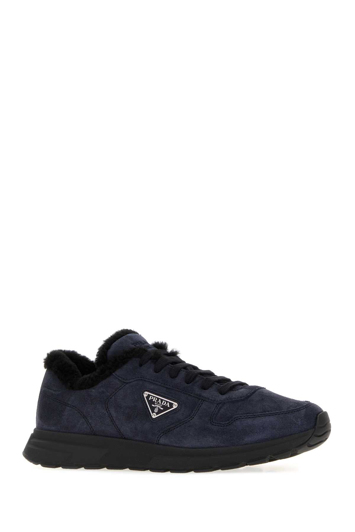 Prada Men Blue Suede Prax 2.0 Sneakers