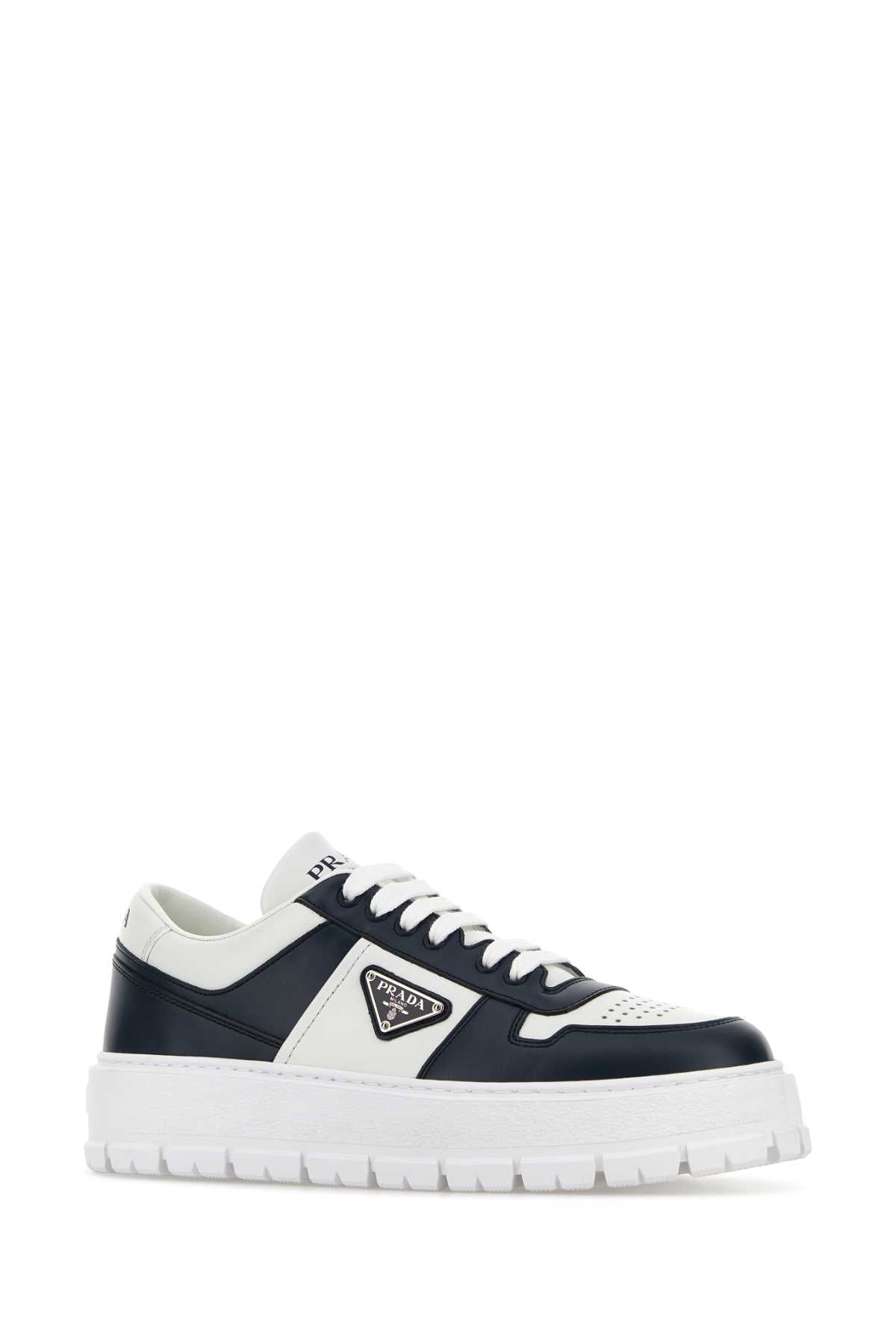 Prada Men Two-Tone Leather Sneakers PRADA