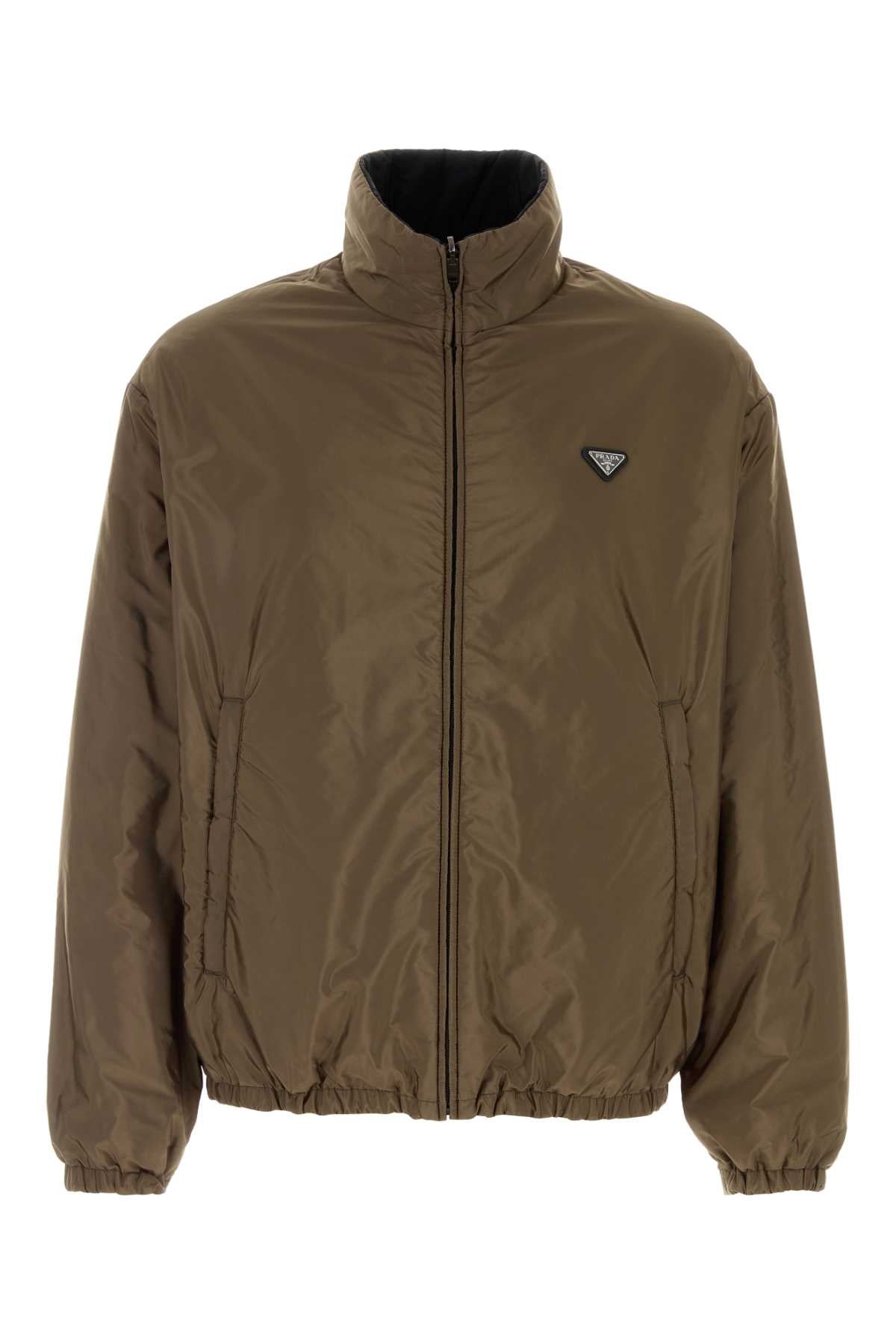 Prada Men Brown Re-Nylon Reversible Padded Jacket PRADA