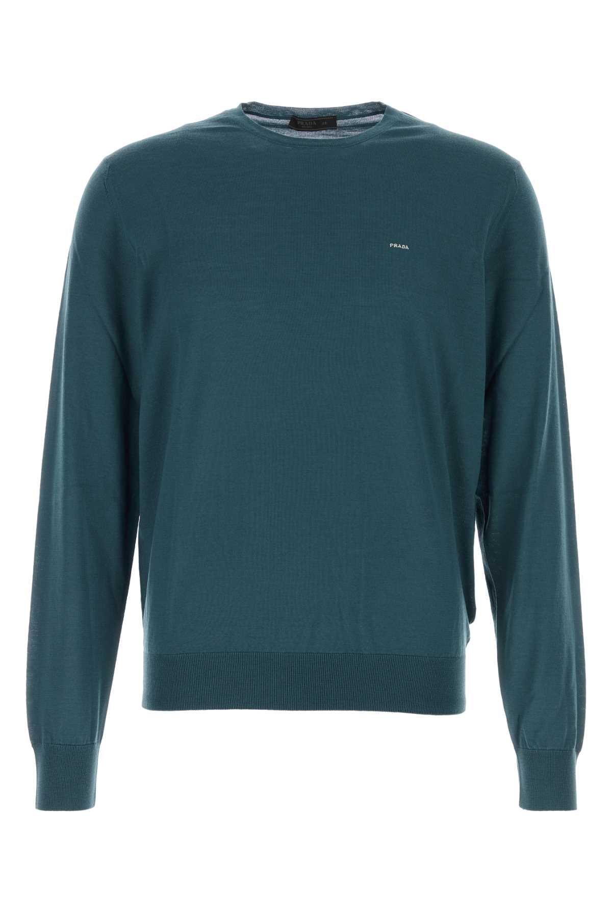 Prada Men Teal Green Wool Sweater PRADA