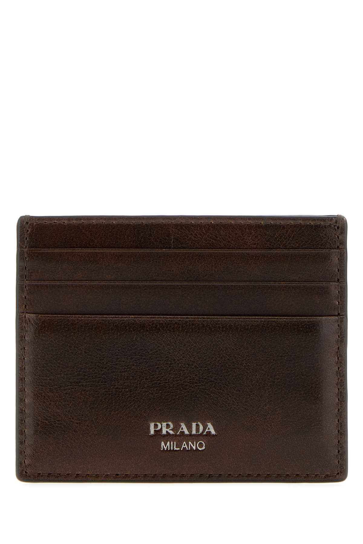 Prada Men Chocolate Leather Card Holder PRADA
