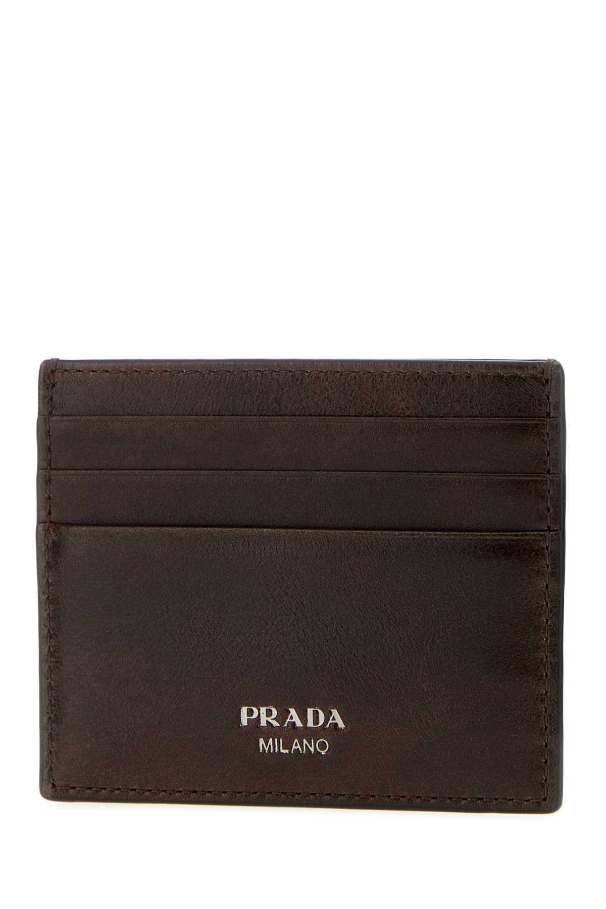 Prada Men Chocolate Leather Card Holder PRADA