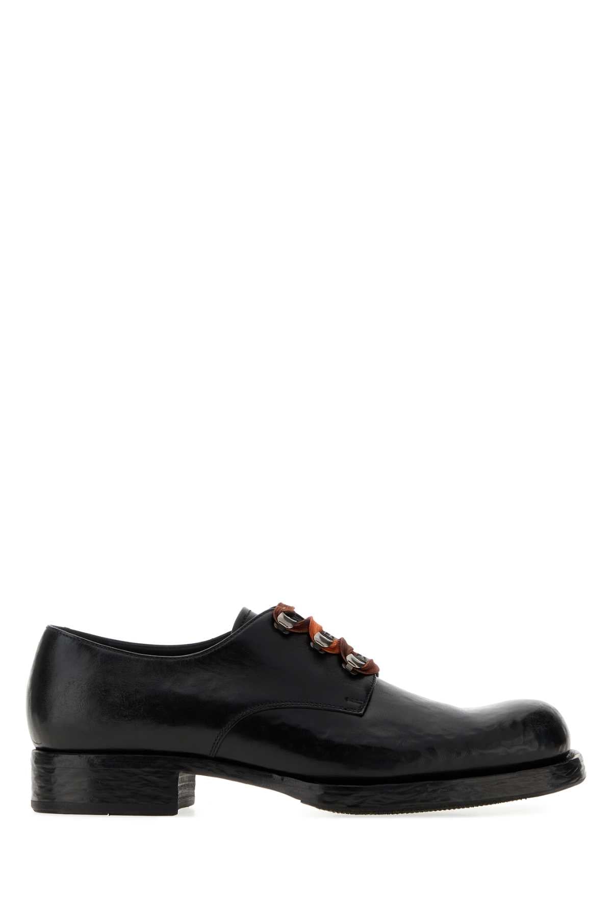 Prada Men Black Leather Lace-Up Shoes PRADA