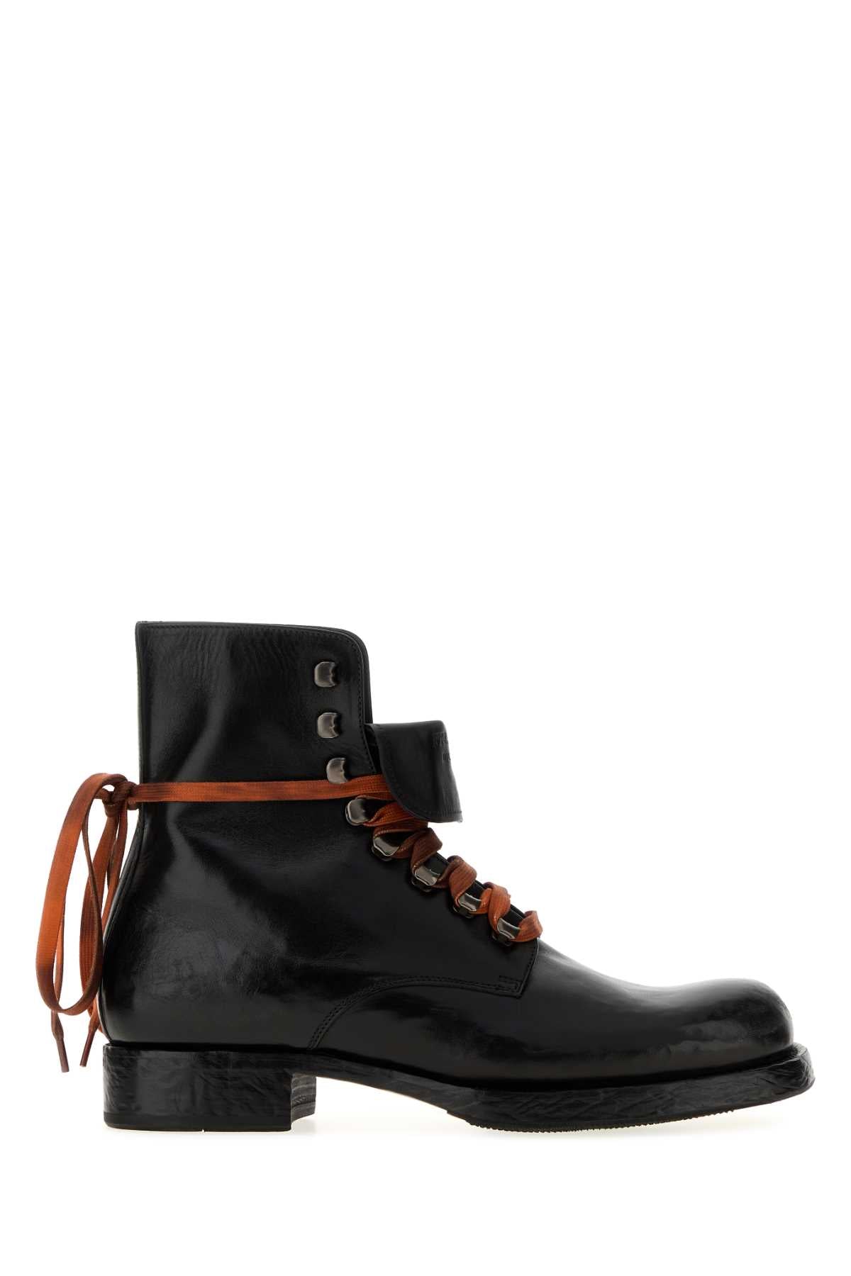 Prada Men Black Leather Ankle Boots PRADA