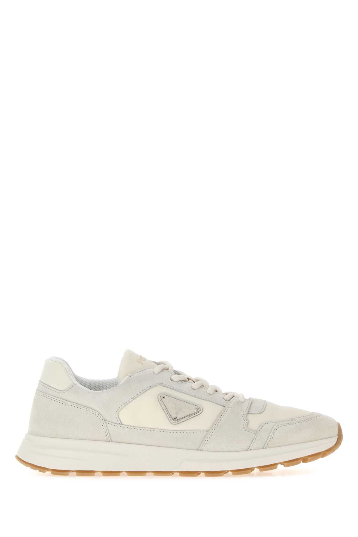 Prada Men Two-Tone Canvas And Suede Prax Sneakers PRADA