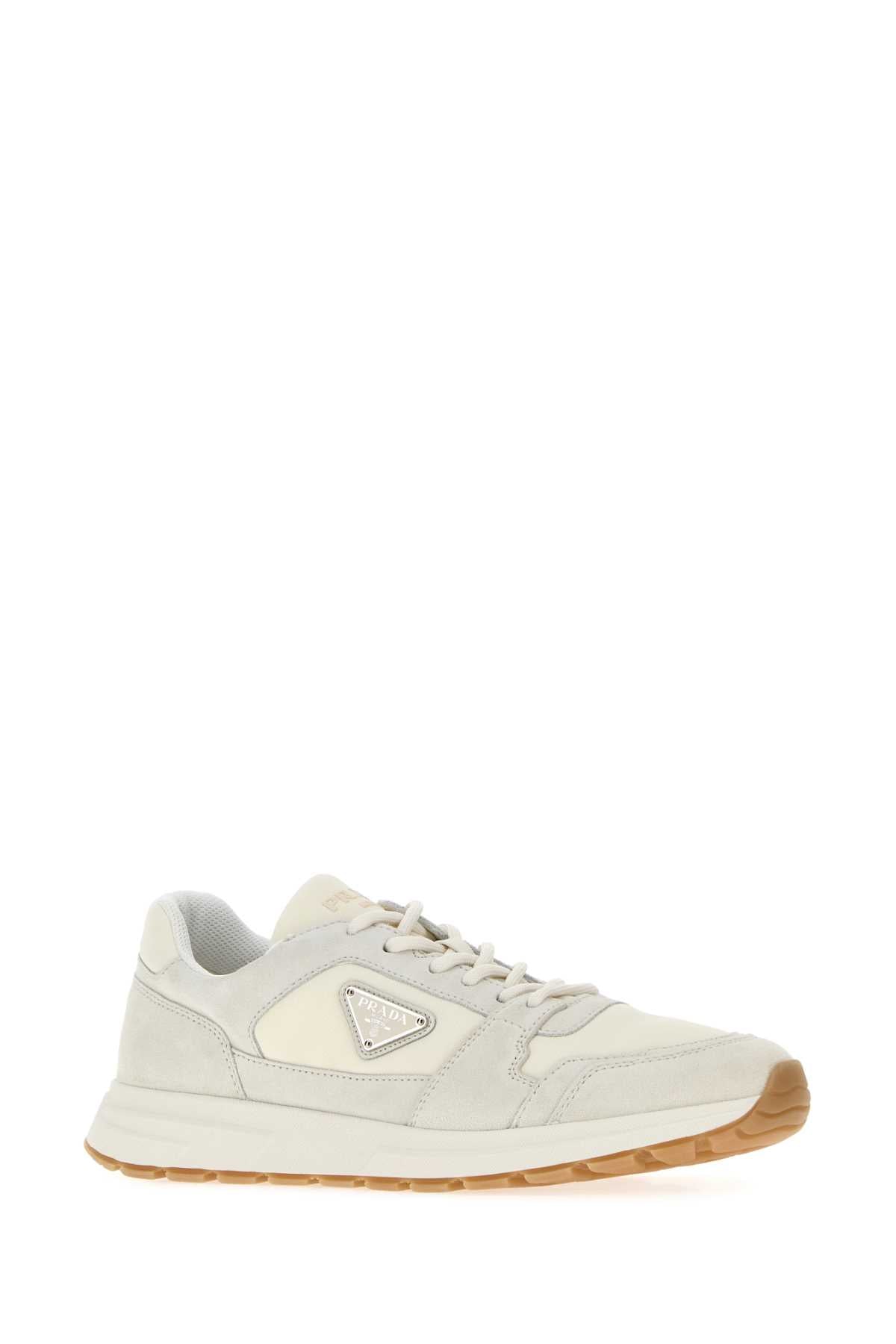 Prada Men Two-Tone Canvas And Suede Prax Sneakers PRADA