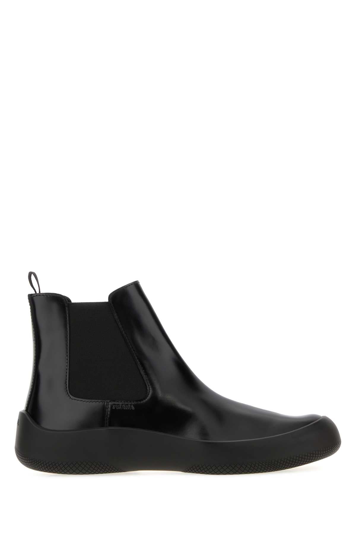 Prada Men Black Leather Ankle Boots PRADA