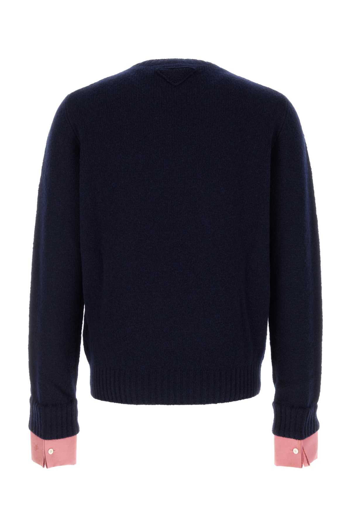 Prada Men Navy Blue Wool Sweater PRADA
